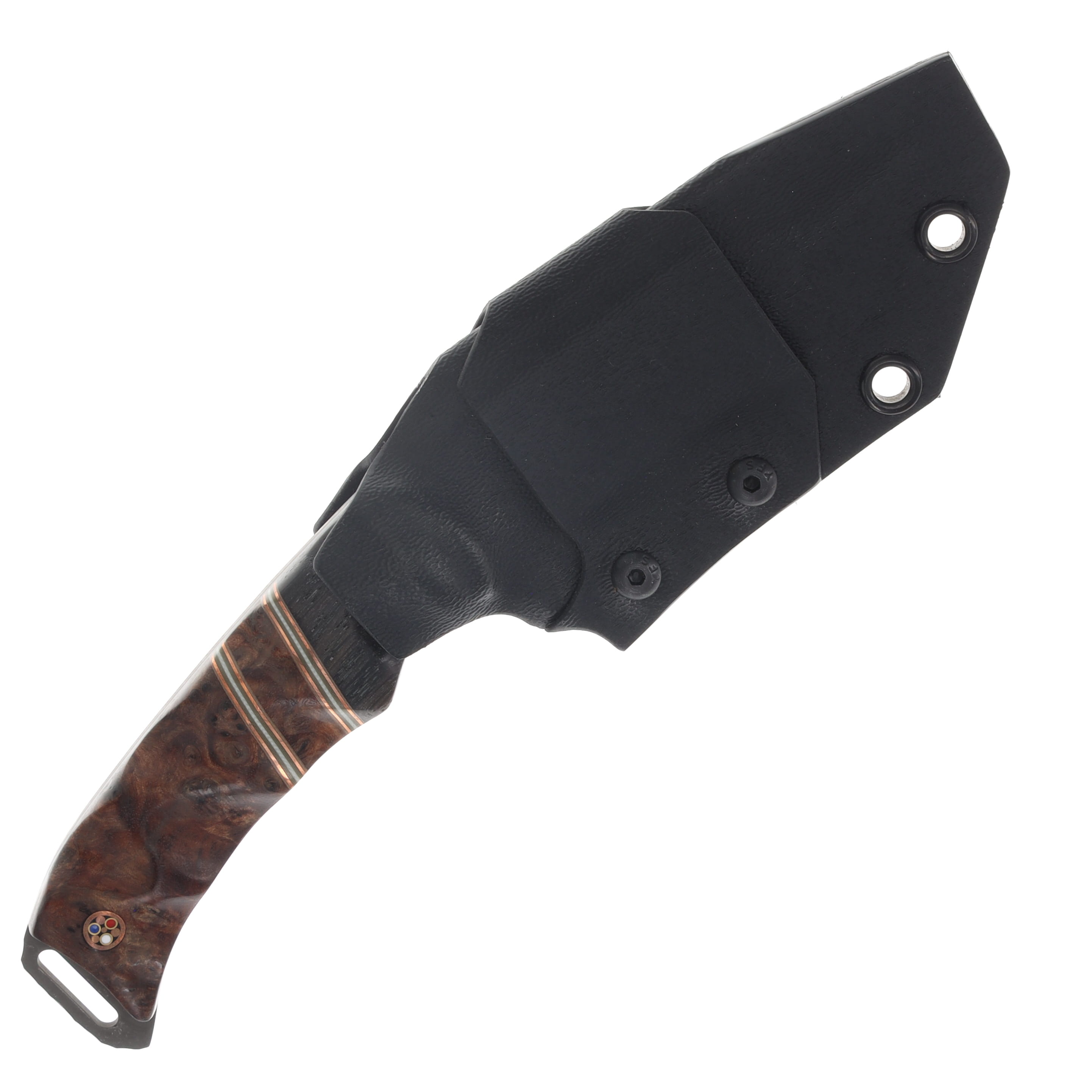 Half Face Blades Buteo Ancient Bog Oak Copper OD Green and White G10 Pin Striping Mahogany Split Copper Patriot Mosaic Pins Textured Grip HFBUTEOBOCPOD View 6