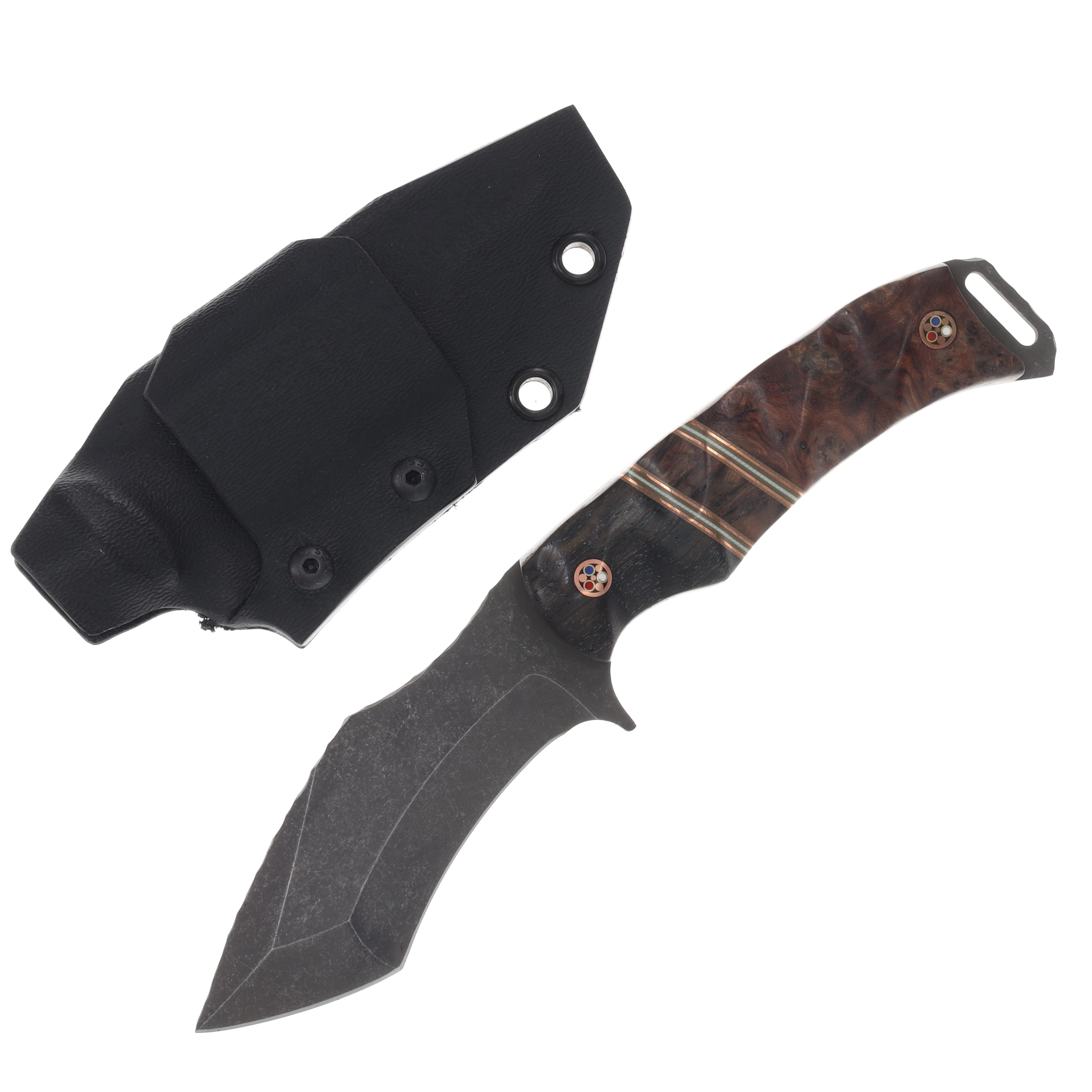 Half Face Blades Buteo Ancient Bog Oak Copper OD Green and White G10 Pin Striping Mahogany Split Copper Patriot Mosaic Pins Textured Grip HFBUTEOBOCPOD View 1