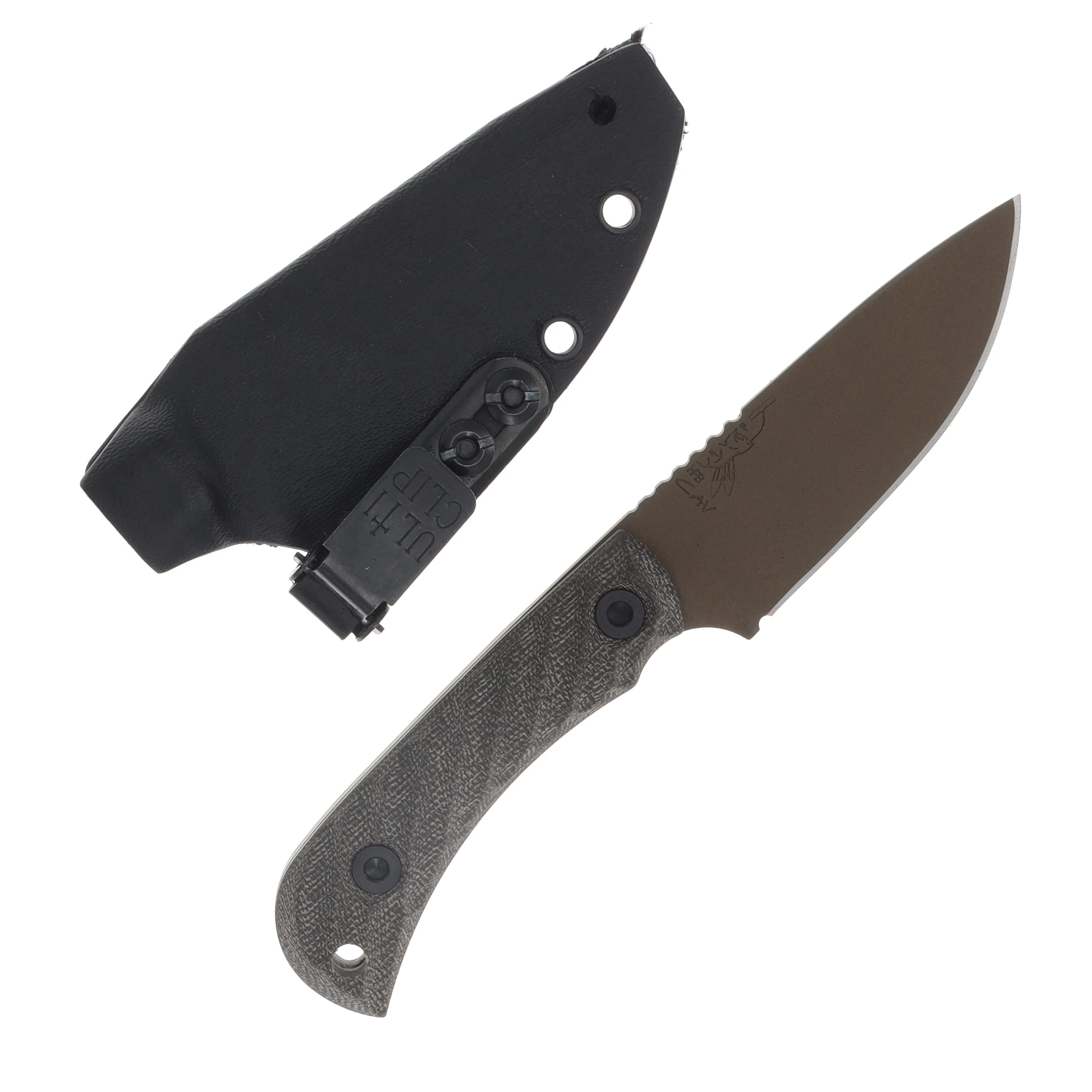 Half Face Blades Cav Jr OD Green Canvas Micarta Midnight Bronze Cerakote Allen Bolts Textured Grip HFCAVJRODCNVMICBZCER View 2
