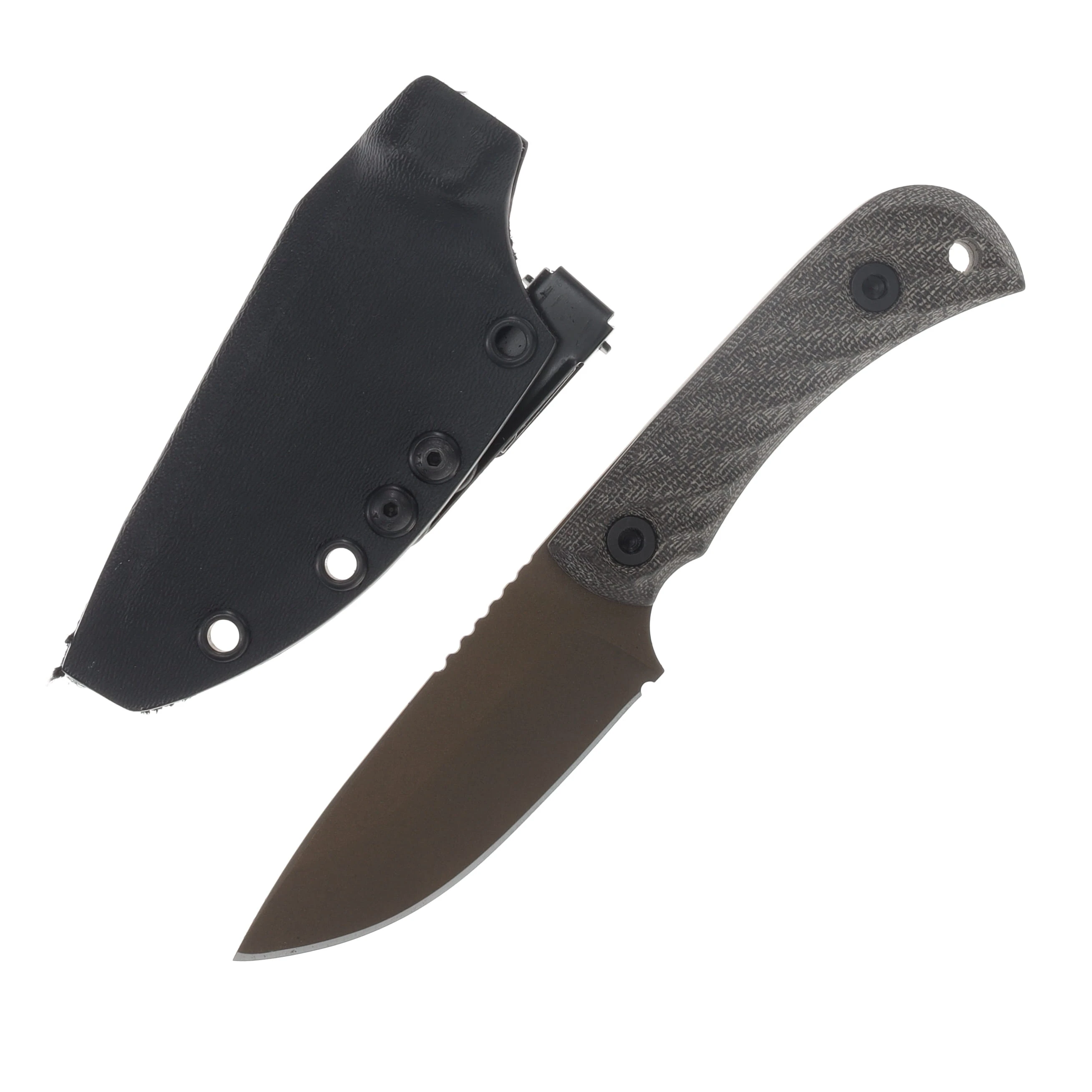 Half Face Blades Cav Jr OD Green Canvas Micarta Midnight Bronze Cerakote Allen Bolts Textured Grip HFCAVJRODCNVMICBZCER View 1