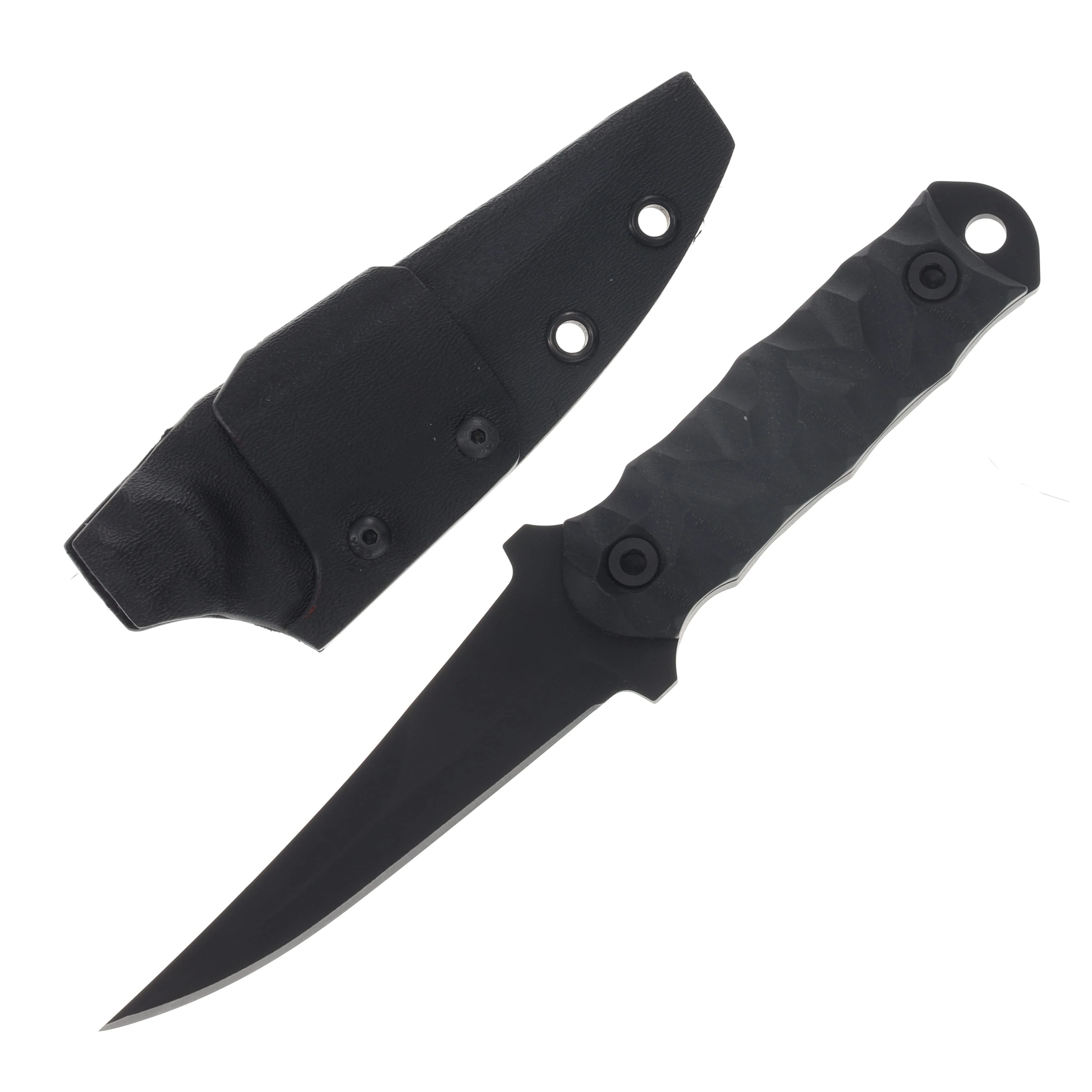 Half Face Blades Combat Filet Black G10 DLC Coating Allen Bolts Textured Grip HFCFBKG10DLC View 1