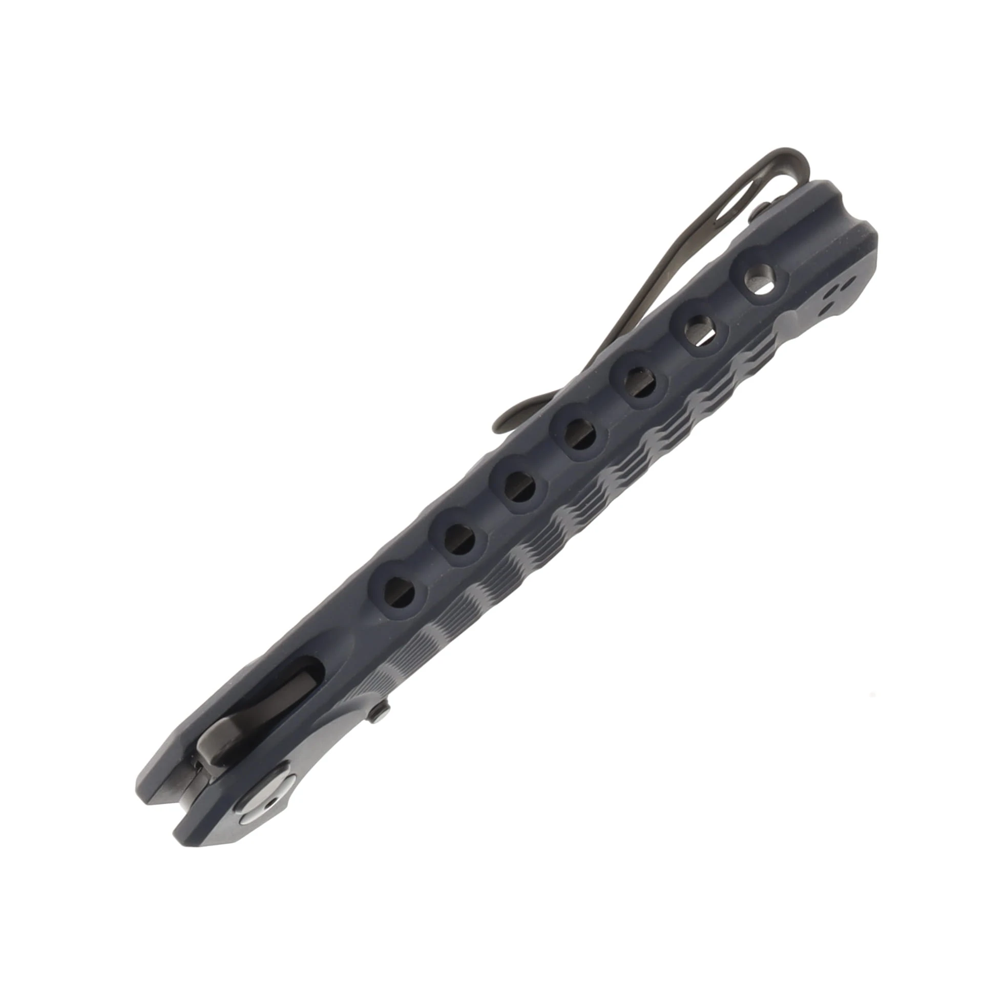 Half Face Blades Crow Folder ANO Navy Blue Grenade Stippled Grip - Black Nitride HFCROWFLDANONV View 8