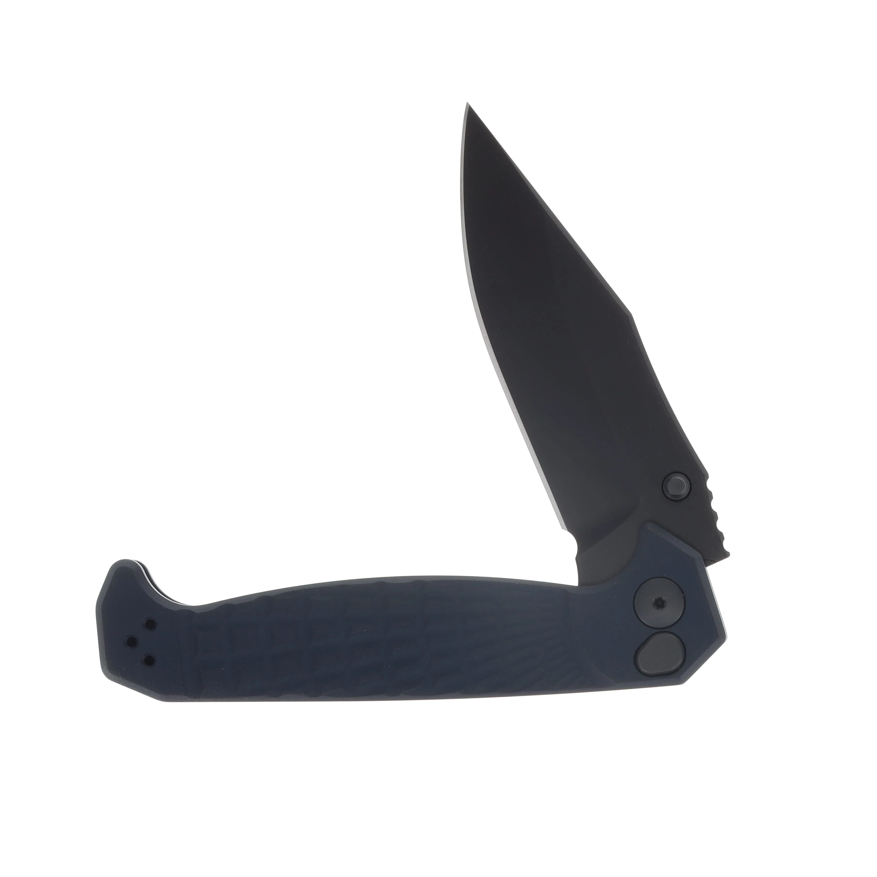 Half Face Blades Crow Folder ANO Navy Blue Grenade Stippled Grip - Black Nitride HFCROWFLDANONV View 3