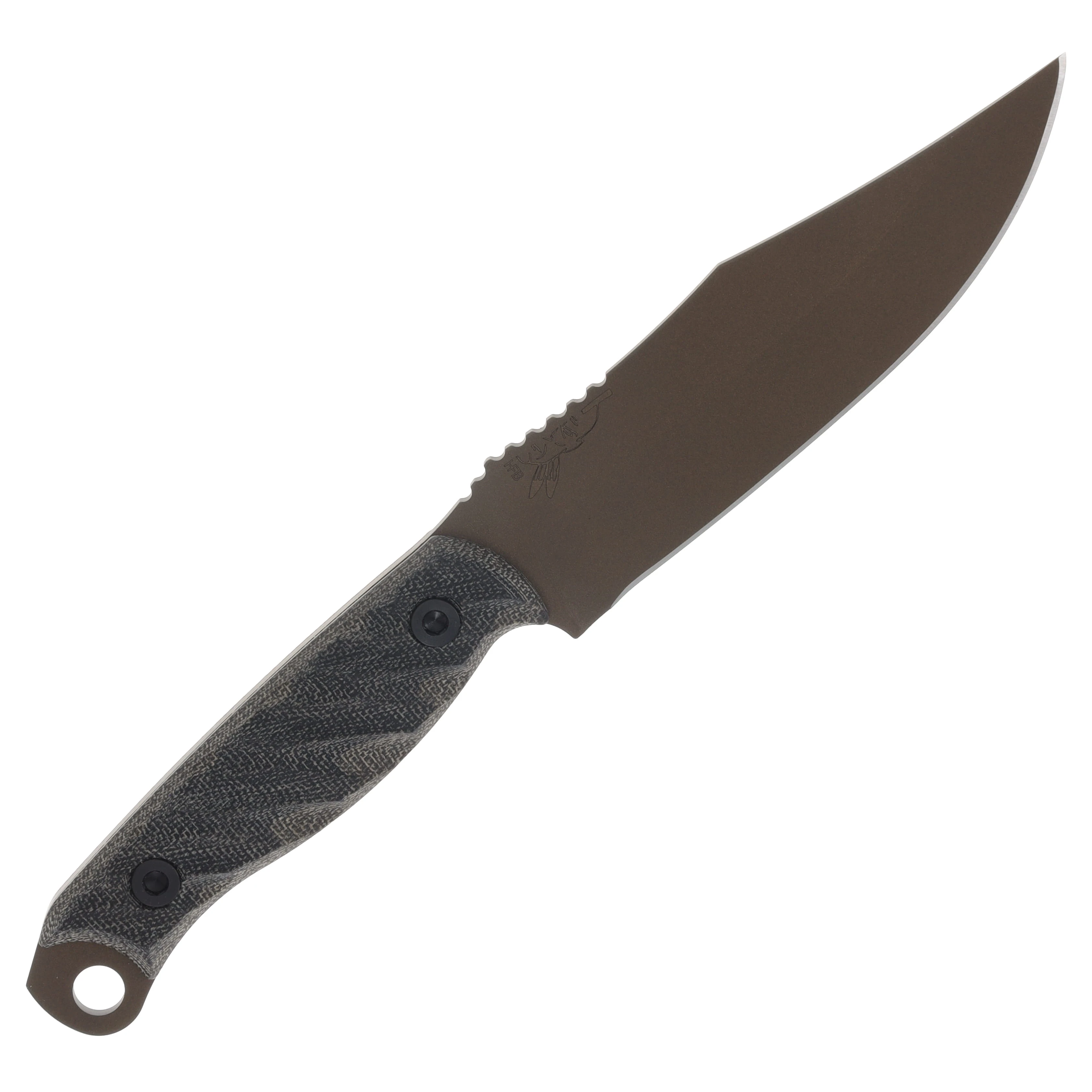 Half Face Blades Crow Scout OD Green Black Canvas Micarta Midnight Bronze Cerakote Allen Bolts Textured Grip HFCROWSCOUTODBKCANMIDCER View 4