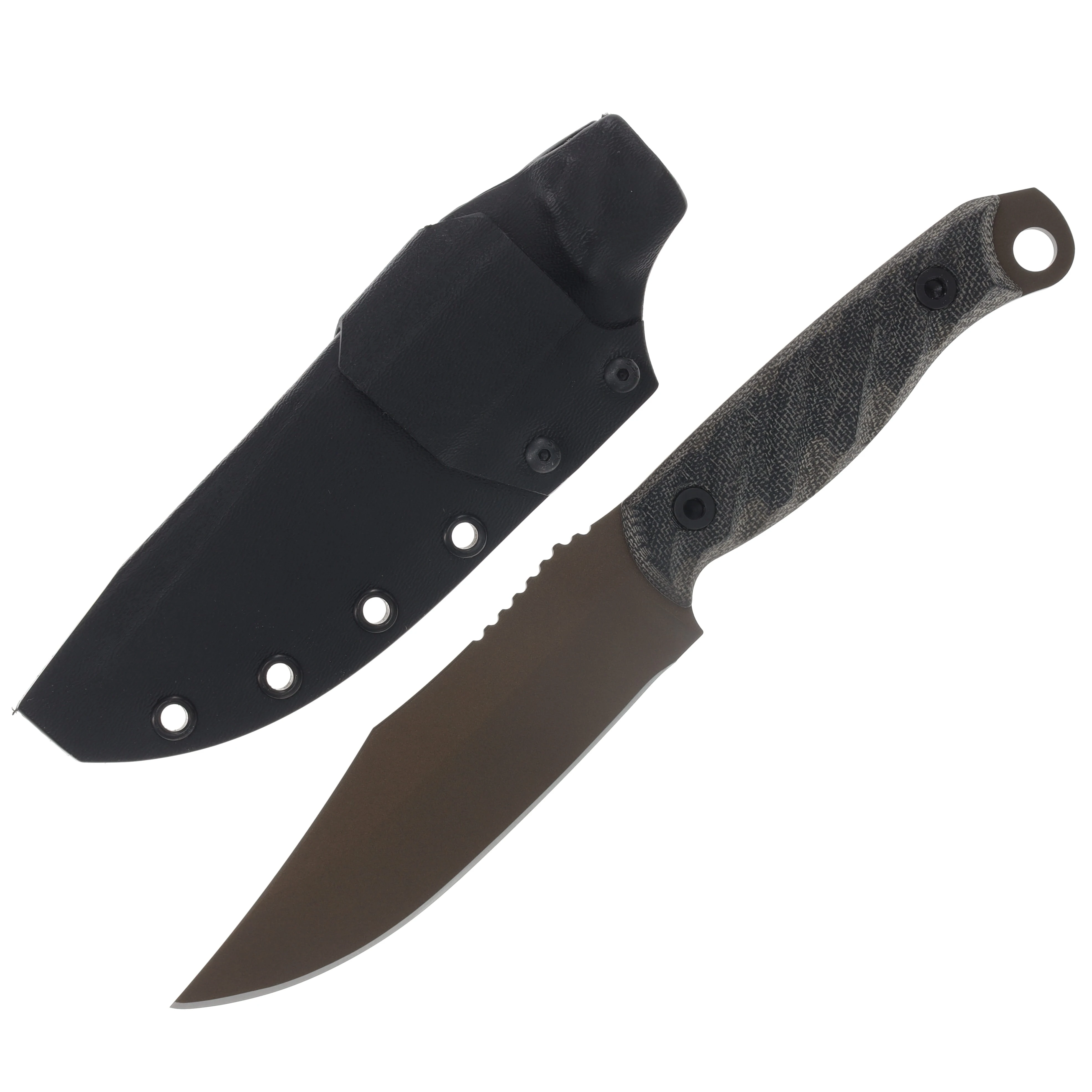 Half Face Blades Crow Scout OD Green Black Canvas Micarta Midnight Bronze Cerakote Allen Bolts Textured Grip HFCROWSCOUTODBKCANMIDCER View 1