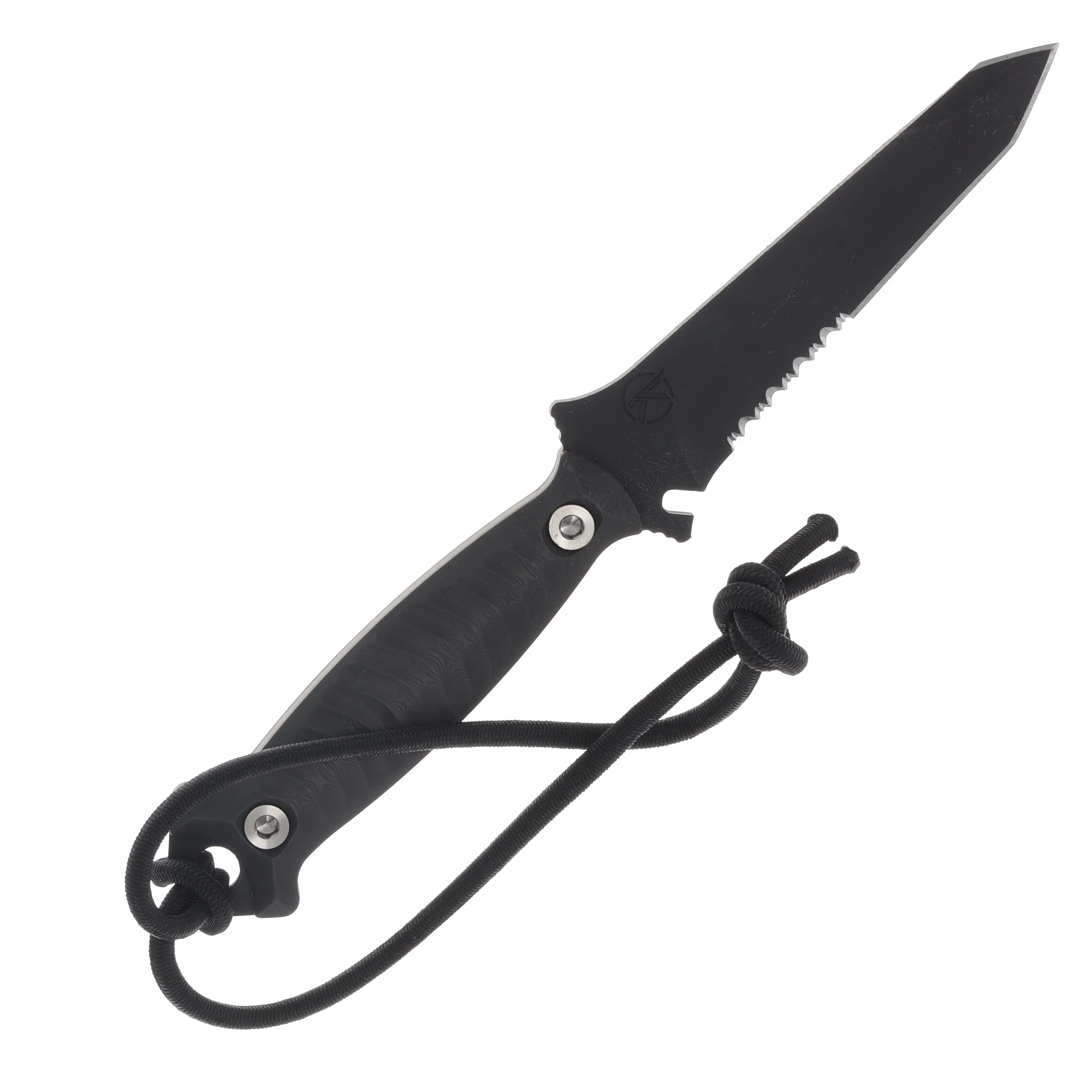 Half Face Blades Dive Knife Black Dark Matter Fat Carbon Armor Black Cerakote Ti Torx Bolts Textured Grip HFDIVEBKDKMATARMBKCER View 4