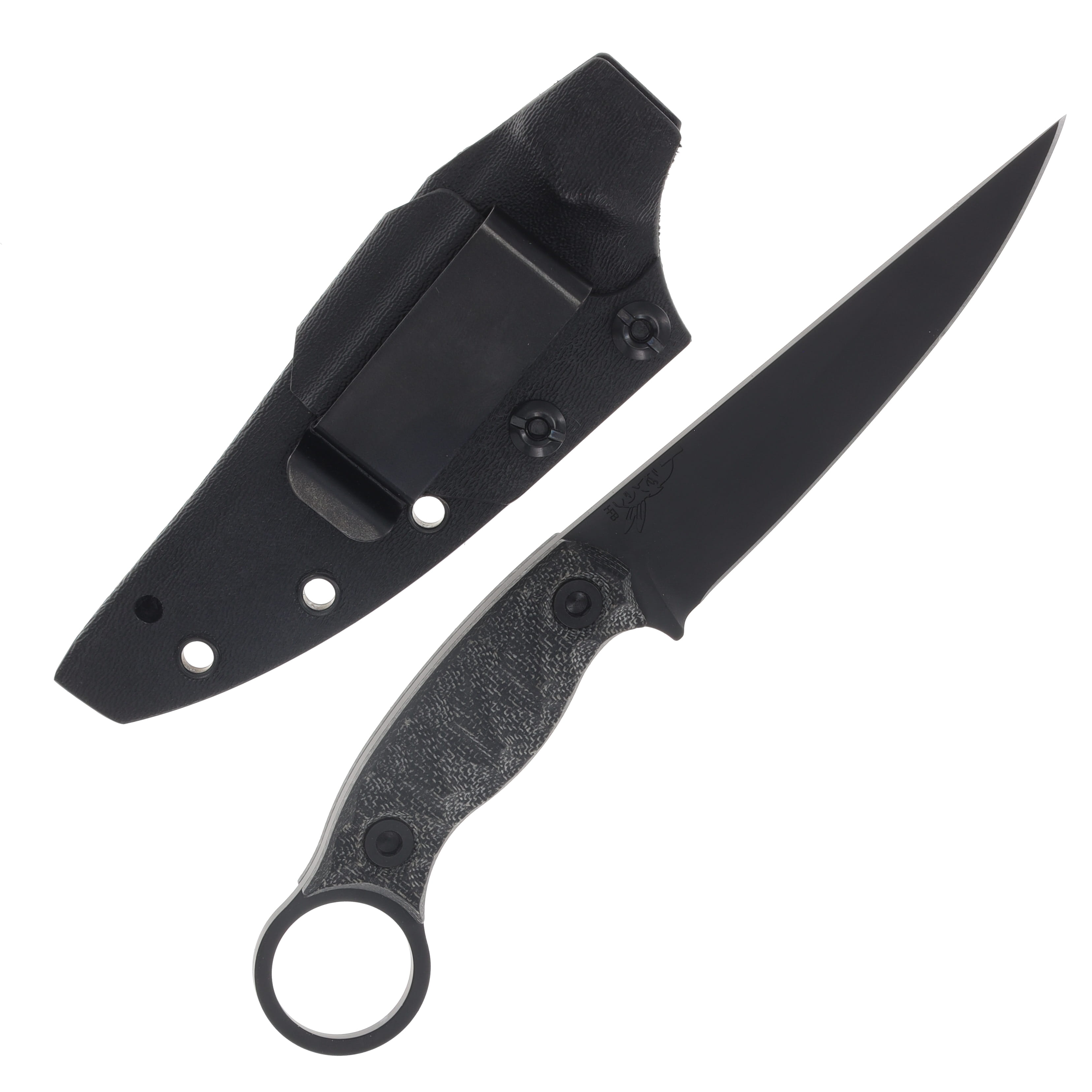 Half Face Blades Osoraku 4in Black Canvas Micarta Armor Black Cerakote Allen Bolts Textured Grip HFOSORAKUBKCANMICARMBKCER View 2