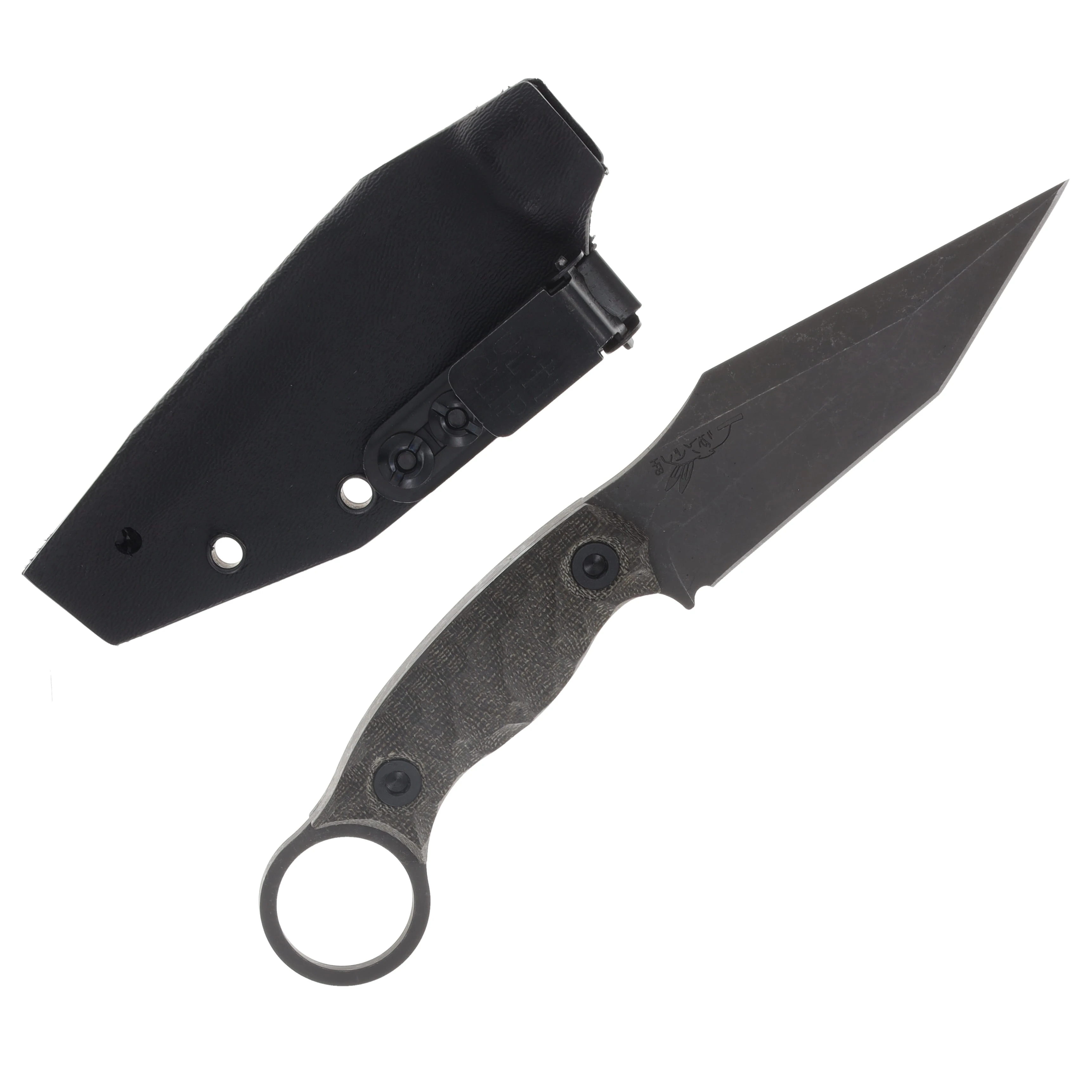 Half Face Blades Ringed Tac Tanto OD Green Canvas Micarta Allen Bolts Textured Grip HFRINGEDTACTODGANMIC View 2