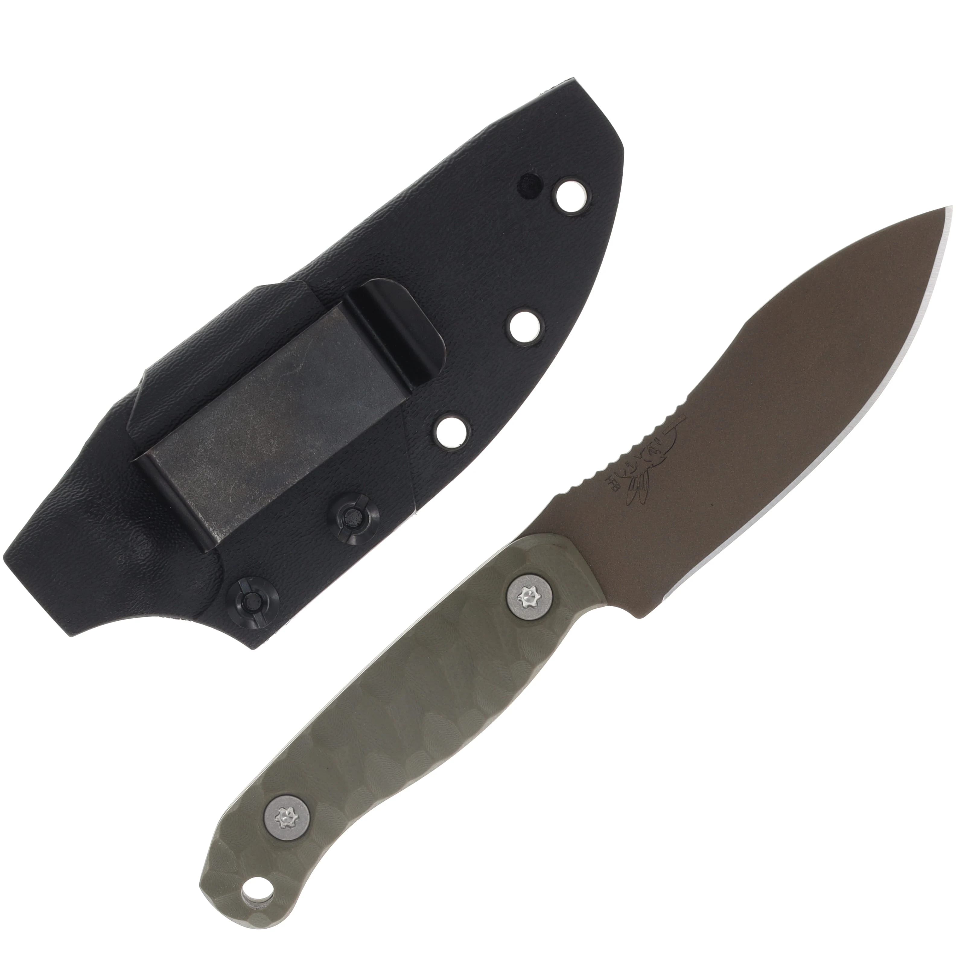 Half Face Blades Skinner Jr OD Green G10 Midnight Bronze Cerakote Ti Torx Bolts Textured Grip HFSKINJRODG10MIDBZ View 2