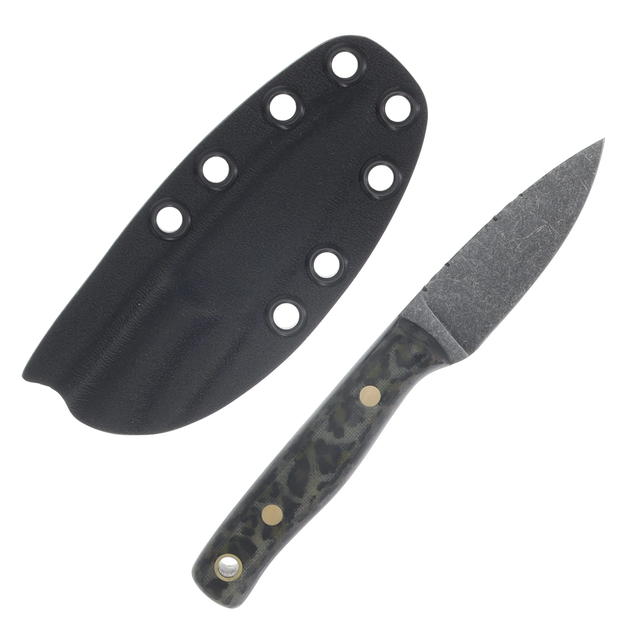 Samuel Riner Custom Knives Clinton Clipper SW 80CrV2 Steel Leopard Print Micarta SRKCCLPM View 2