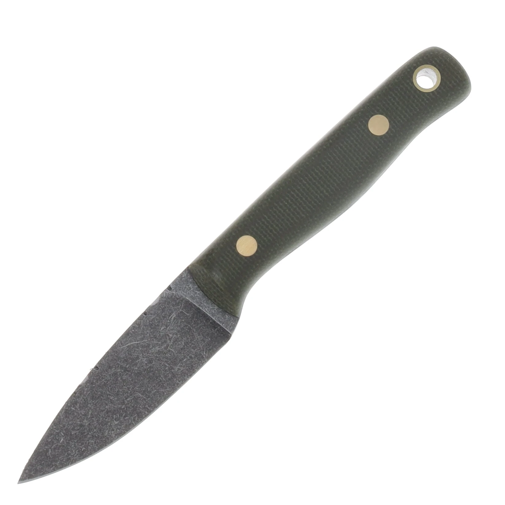 Samuel Riner Custom Knives Clinton Clipper Acid Washed 80CrV2 Steel OD Green Micarta SRKCCODM View 3