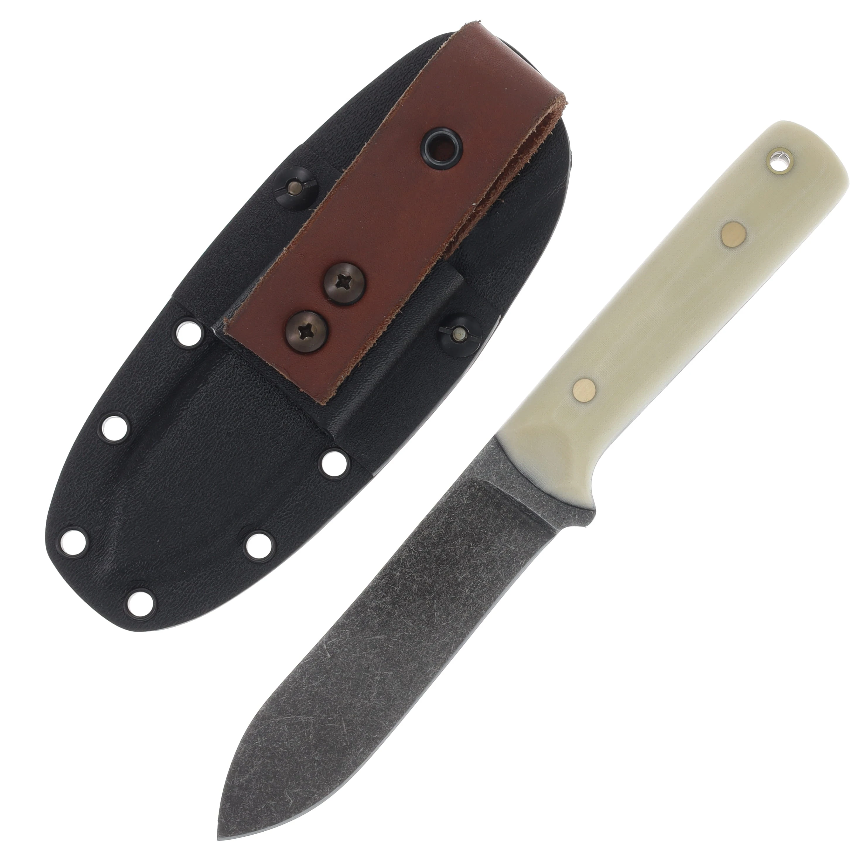 Samuel Riner Custom Knives Kephart SW 80CrV2 Steel White Canvas Micarta SRKKWCM View 2