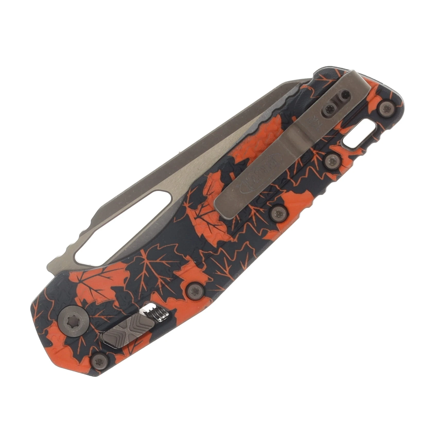 Microtech MSI S/E Tri-Grip Polymer Orange Leaves Bronzed Apocalyptic Standard MT210T13APPMOL View 6
