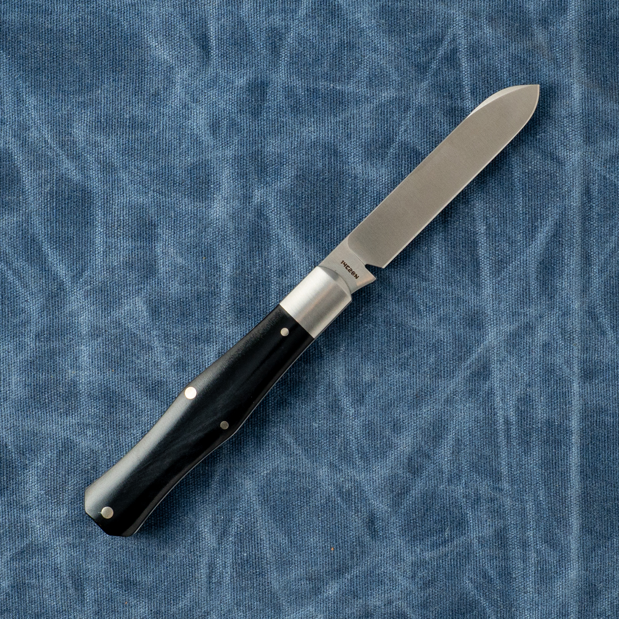 Jack Wolf Coffin Folding Knife Smooth Black Bone View 2