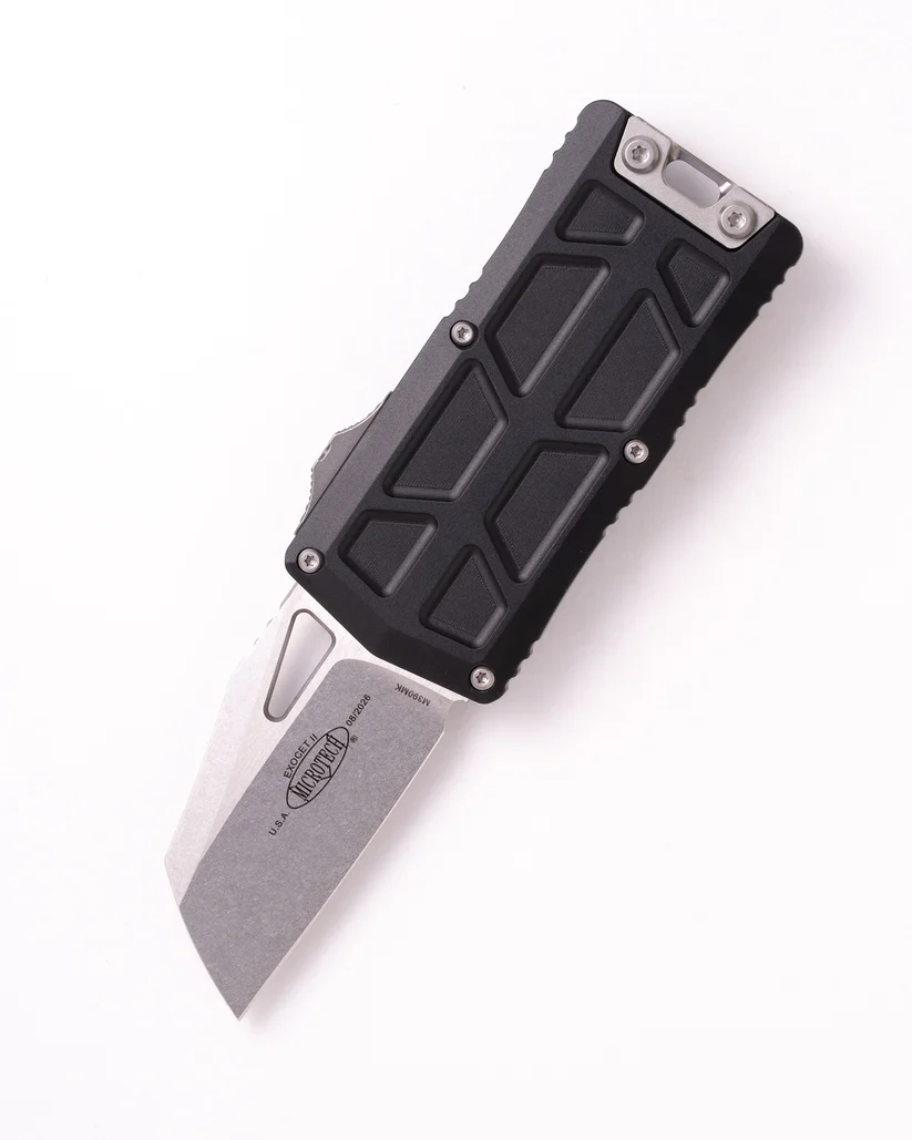 Microtech Exocet II Wharncliffe OTF Auto Stonewash Standard Black AUMT115610 View 1