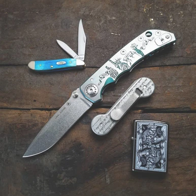 Case XX Caribbean Blue Bone Peanut Folding Knife View 4