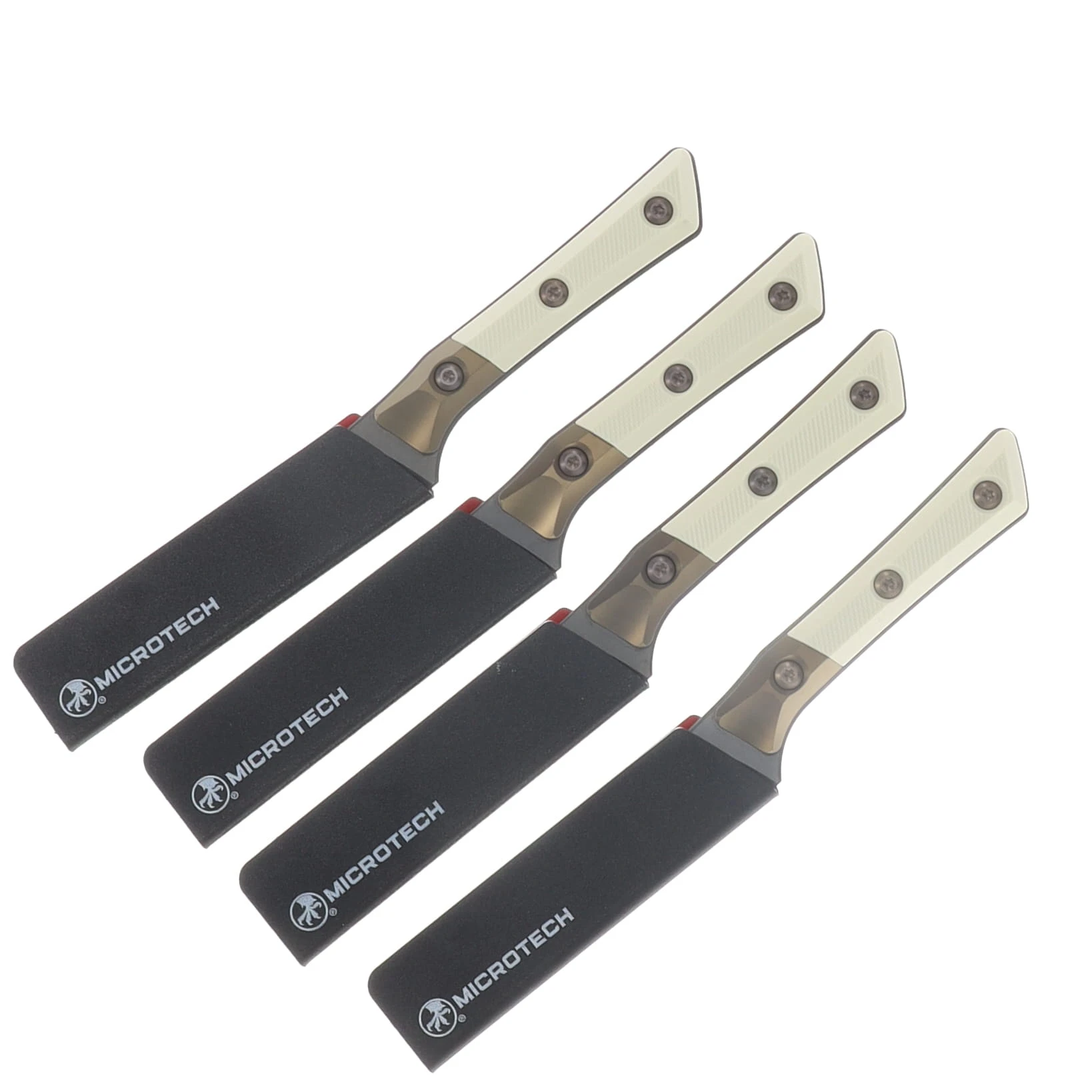 Microtech 4.5in Steak Knife Set DLC Standard Ivory G-10 W/Titanium Bolster MT3600B1SETDLCIVS View 3