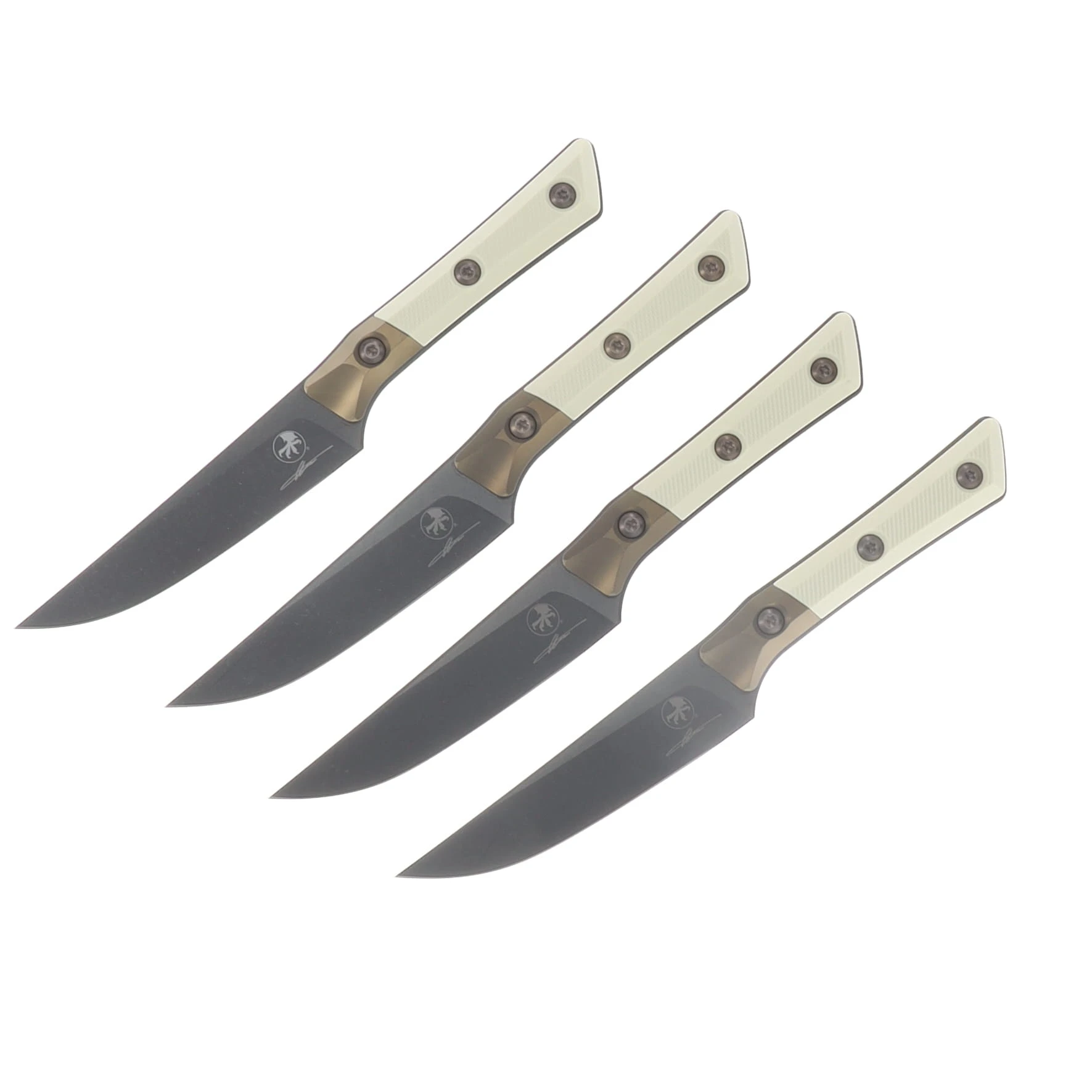 Microtech 4.5in Steak Knife Set DLC Standard Ivory G-10 W/Titanium Bolster MT3600B1SETDLCIVS View 5