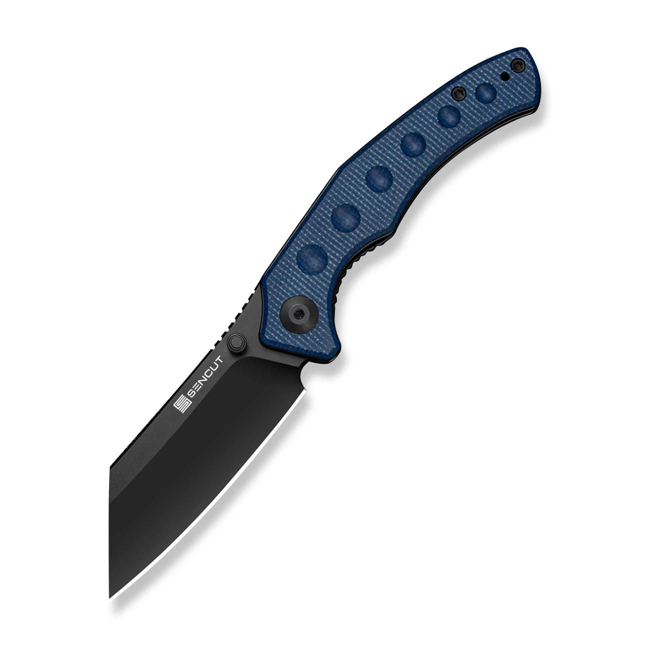 SENCUT Clout Folding Knife Blue Handle Black D2 Blade Reverse Tanto S26031-3 View 1