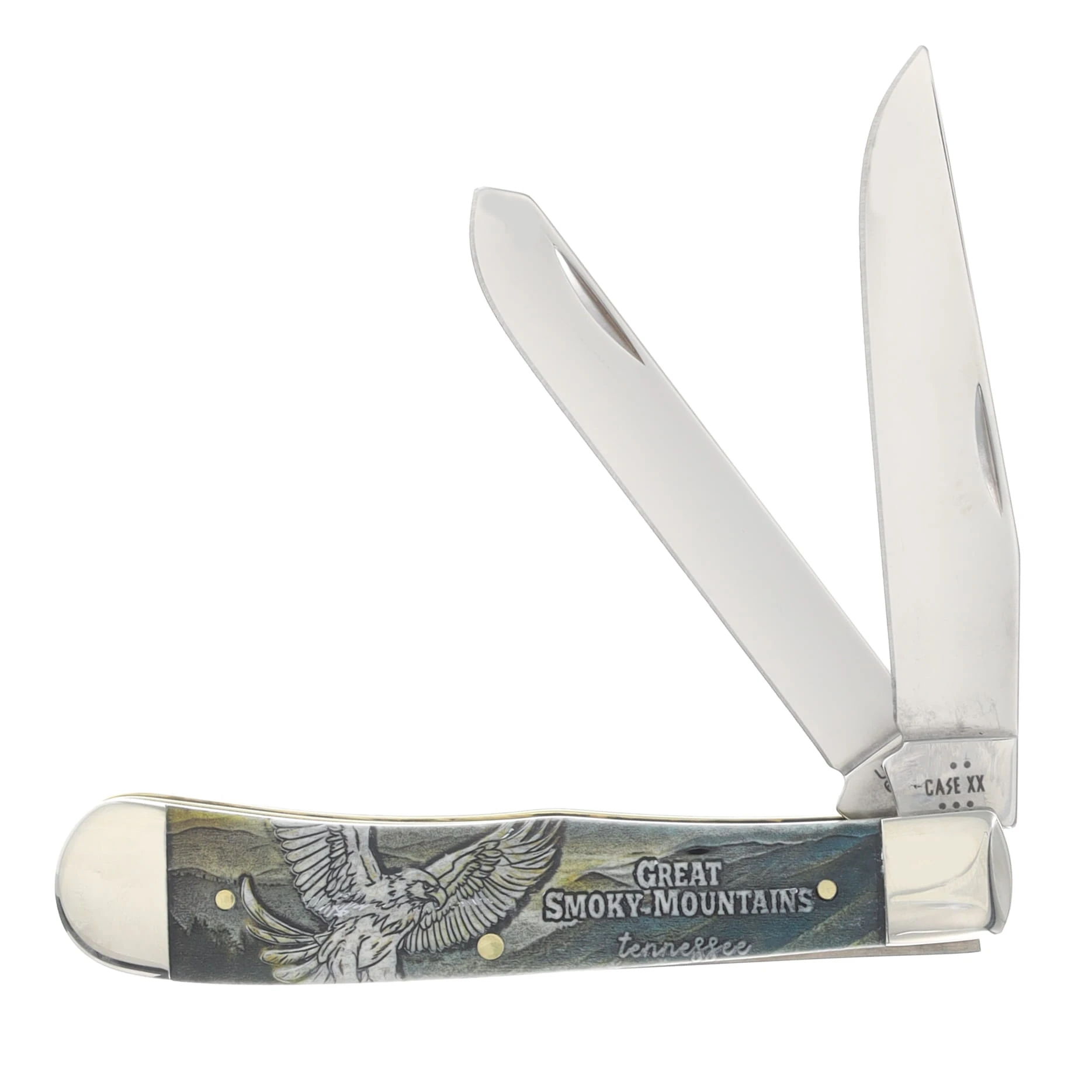 Case SMKW Exclusive Great Smoky Mountain Eagle Sculpted Natural Bone Trapper CAGSMEA View 1