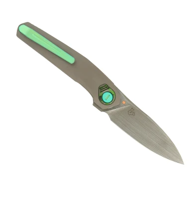 Reate VK-FUX Folding Knife Darkwash 3.3in Acid Wash Elmax Drop Point REVK-FUX-4 View 1