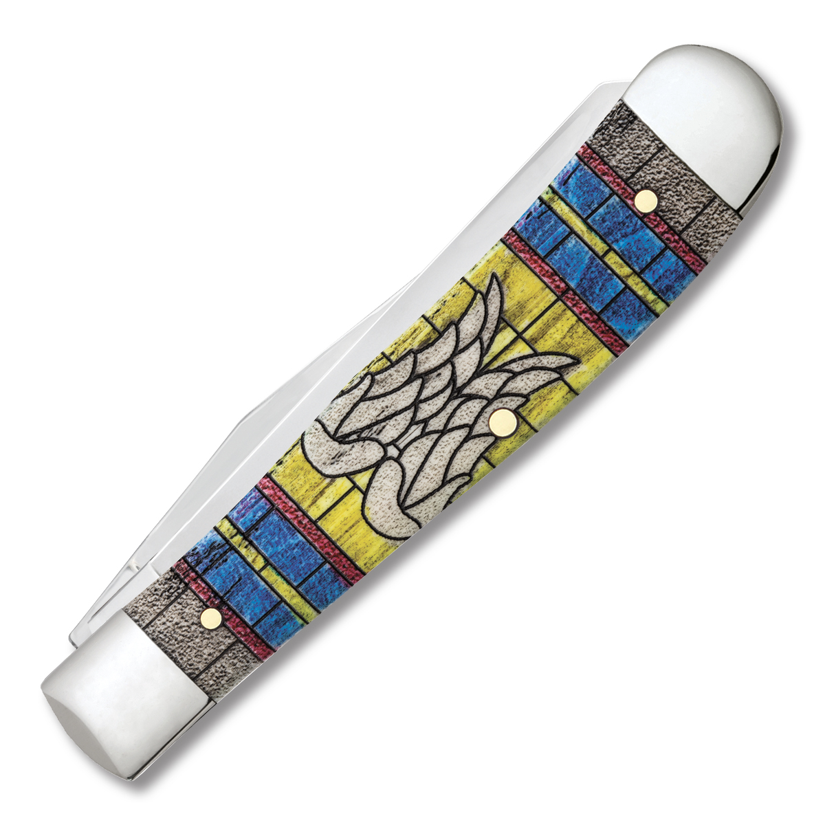 Case XX Angel Wings Trapper Folding Knife Stained Glass Smooth Bone CA38714 View 2