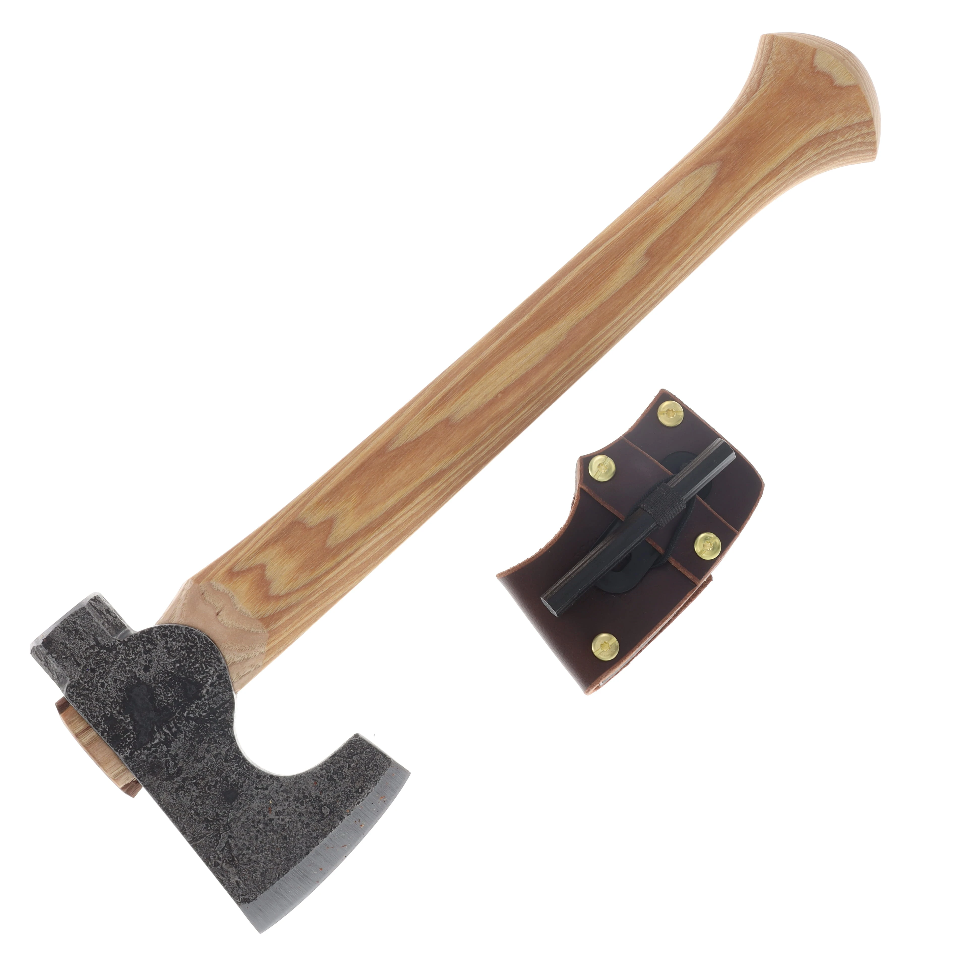 Hoffman Blacksmithing Mountaineer Axe 15.5in Octagonal Handle Bulb End Uberleben Adventure Sheath HOFMTOCT155UBER View 1