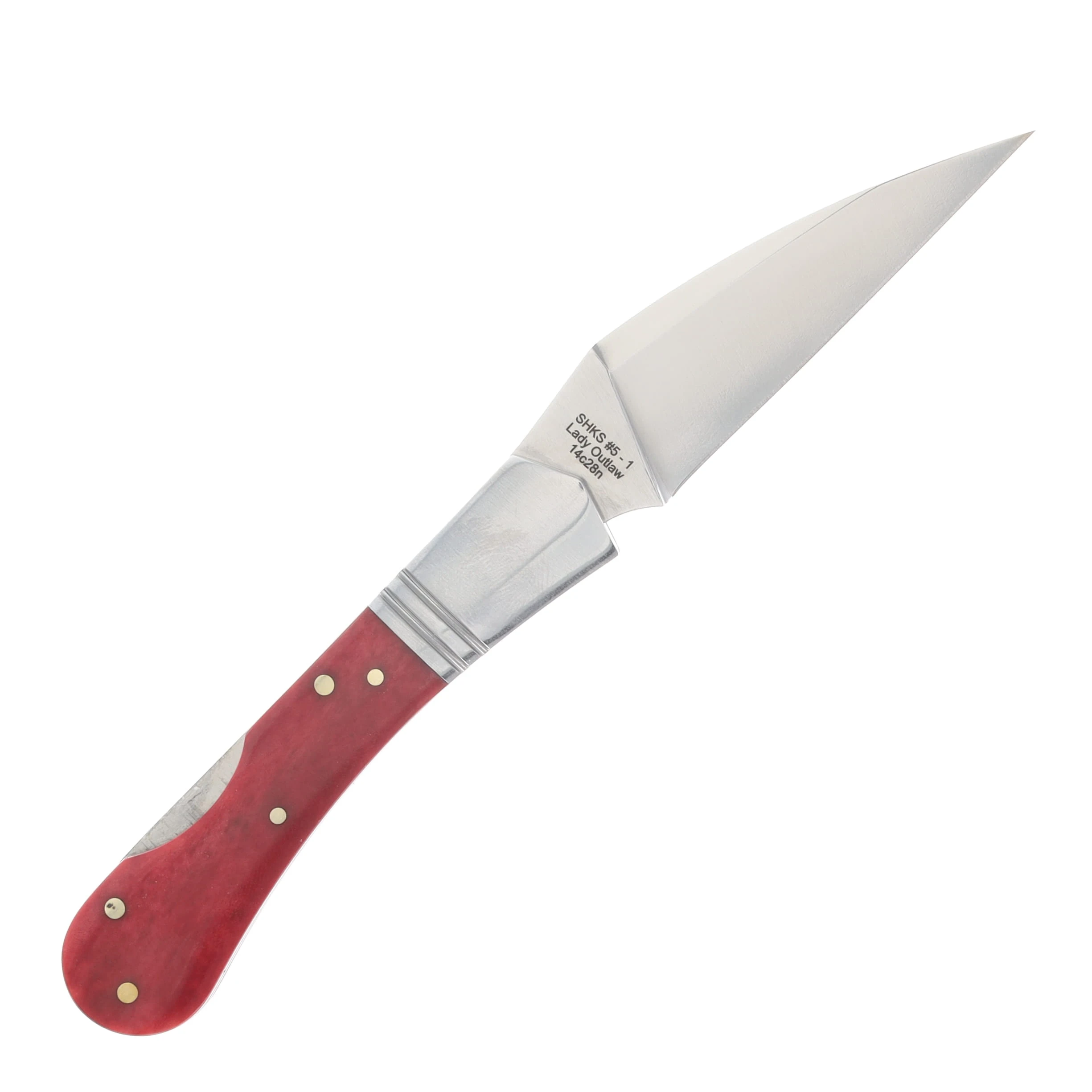 Finch Knives Lady Outlaw Rogue Lockback Folding Knife Red Smooth Bone LO395 View 2