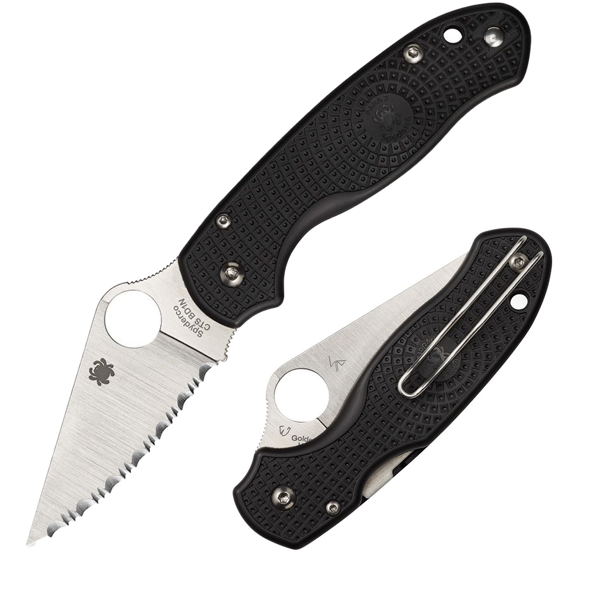 Spyderco Para 3 Lightweight Folding Knife 2.92in Satin Serrated Blade SPC223SBK View 1