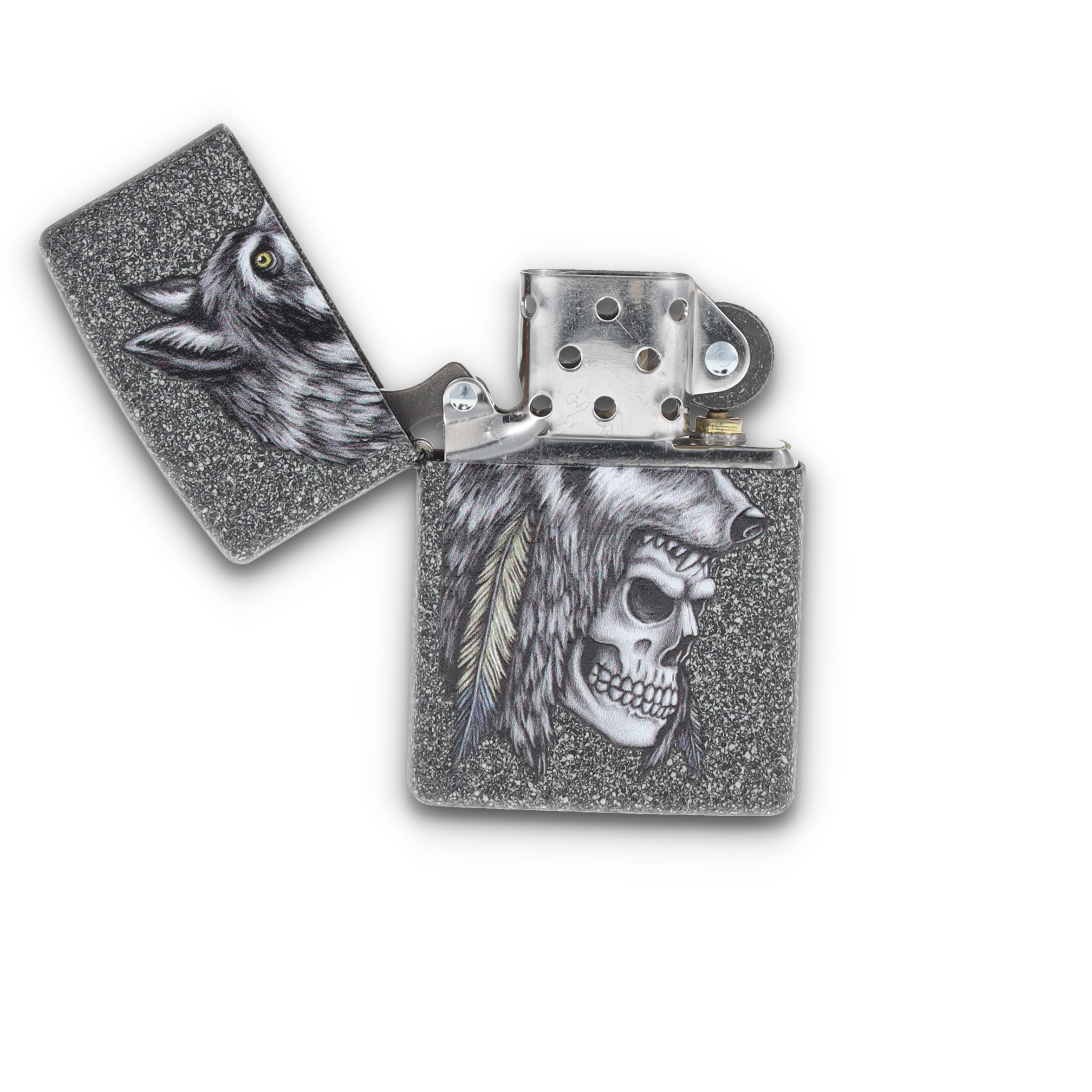 Zippo Lighter Wolf and Skull Iron Stone ZP29863 View 9