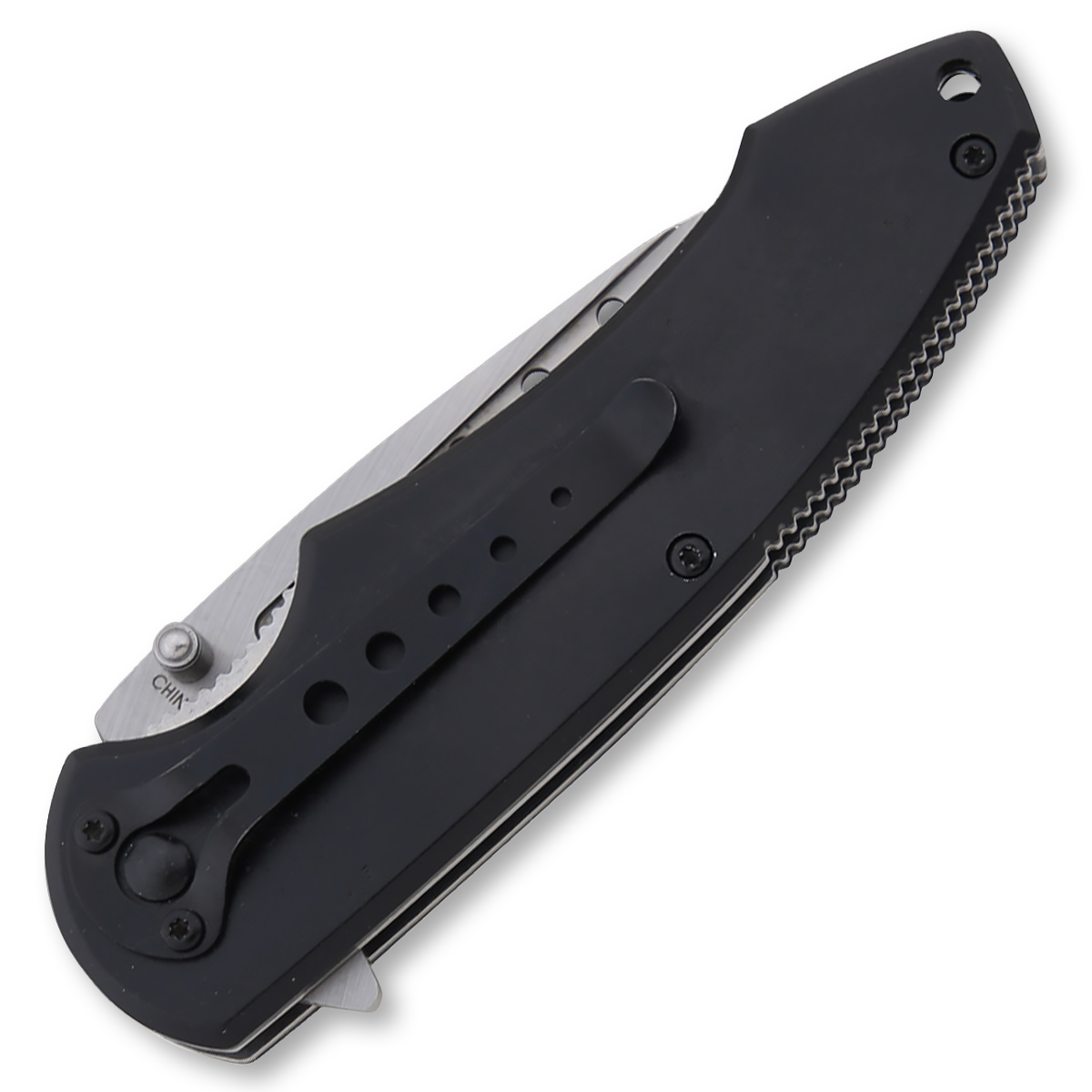 Szco Black and Silver Bear Assisted Folding Knife 3.12in Drop Point 300268BK View 2