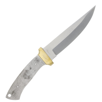 5.375 Inch Swedged Bowie Blade Blank with Attached Brass Guard View 2
