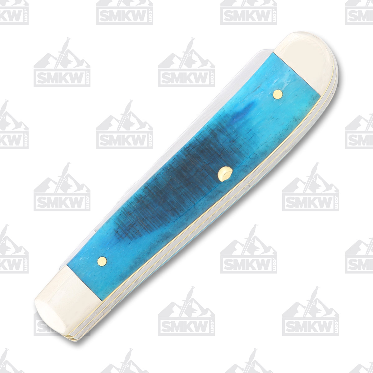 Case XX Caribbean Blue Sawcut Jigged Bone Mini Trapper Folding Knife CA25593 View 3