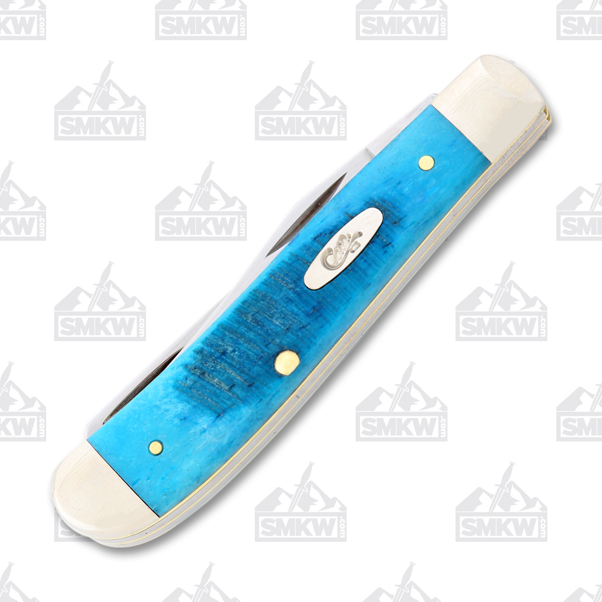 Case XX Caribbean Blue Sawcut Jigged Bone Mini Trapper Folding Knife CA25593 View 2