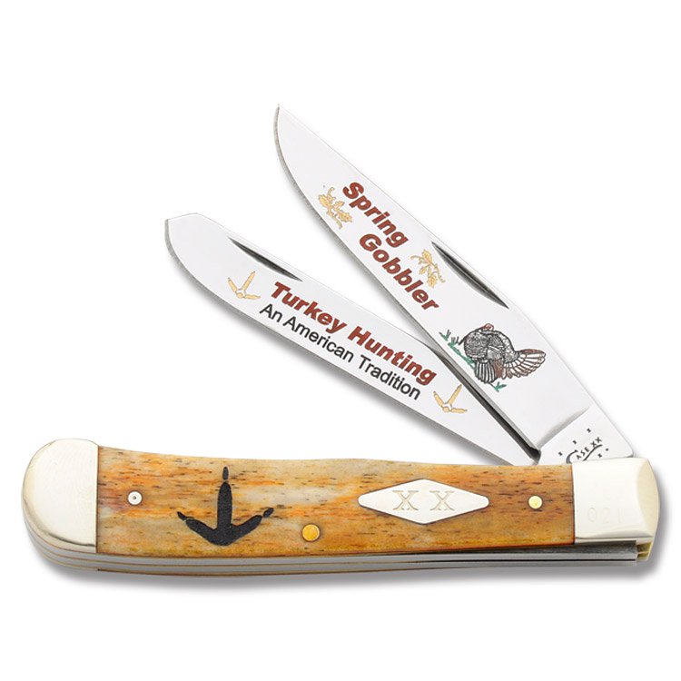 Case Antique Smooth Bone Turkey Trapper Folding Knife CAANTTURKEY View 1