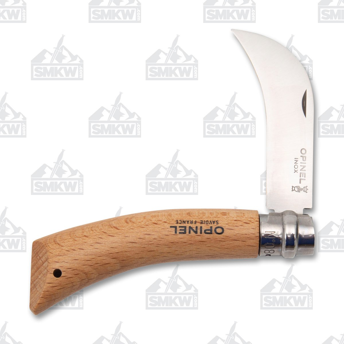 Opinel No 08 Folding Knife 3.35in Plain Edge Varinsied Beechwood Pruning OP113140 View 1