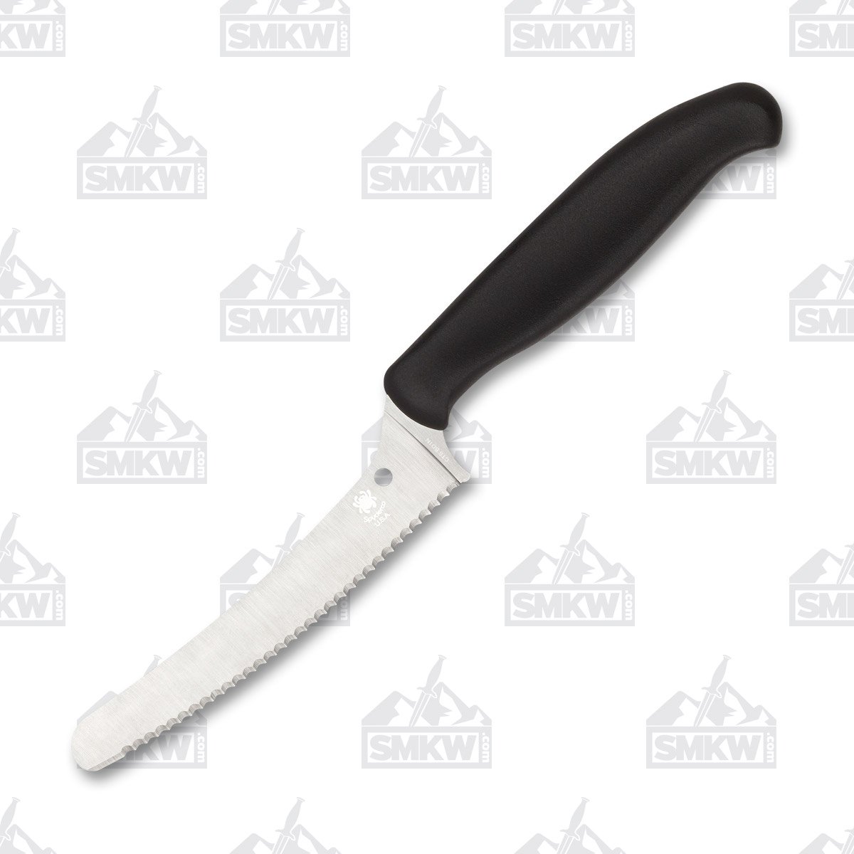 Spyderco Z-Cut Kitchen Knife 4.3in Satin Blunt Tip Serrated Fixed Blade SPK13SBK View 1