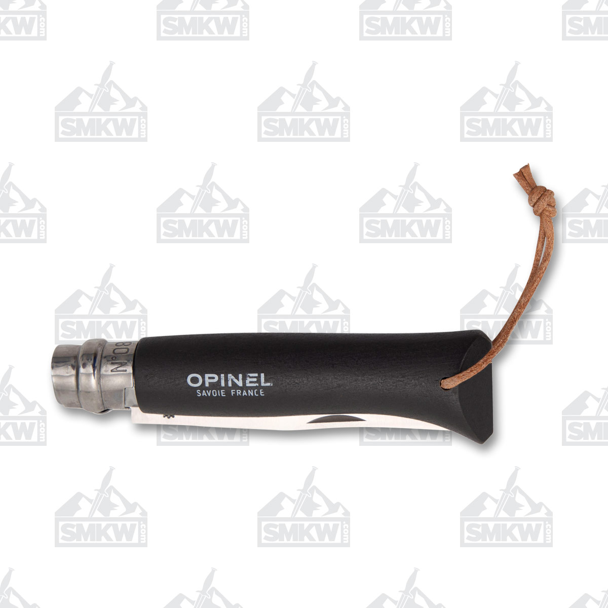 Opinel No 08 Folding Knife 3.28in Colorama Dark Brown Lanyard OP002211 View 4