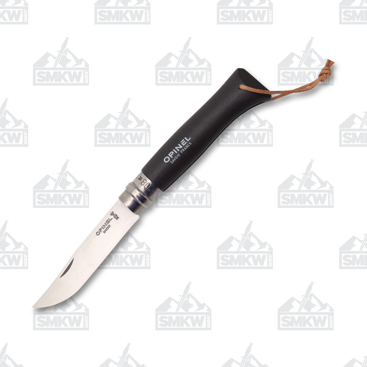 Opinel No 08 Folding Knife 3.28in Colorama Dark Brown Lanyard OP002211 View 2