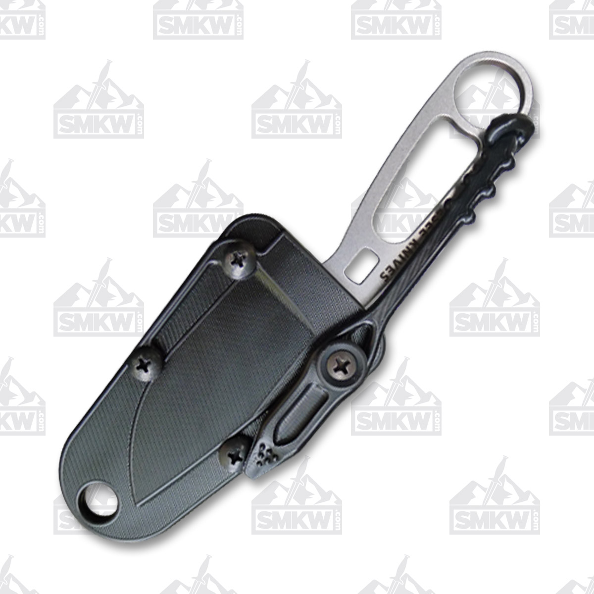 ESEE Imlay Rescue Fixed Blade Knife Partially Serrated Stonewash with Black Sheath ESEEIMLAY View 3