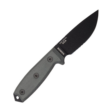 ESEE 3S B Fixed Blade Knife 3.88in Partially Serrated Gray Linen Micarta View 3