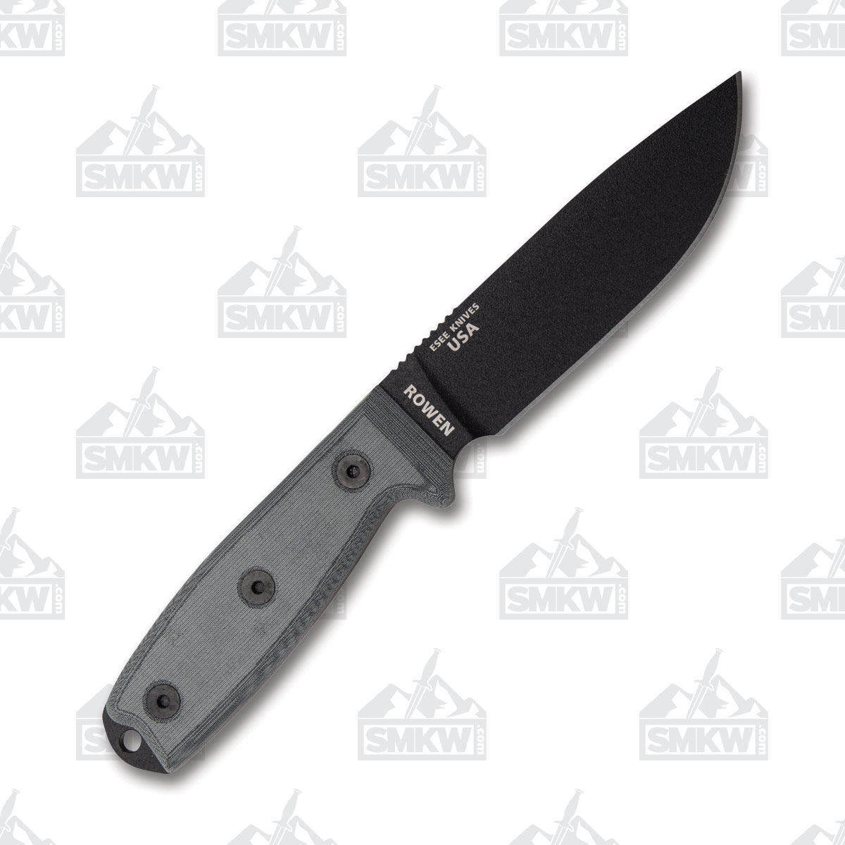 ESEE 4 Fixed Blade Knife 4.5in Plain Edge Gray Micarta ESEE4PMBB View 3