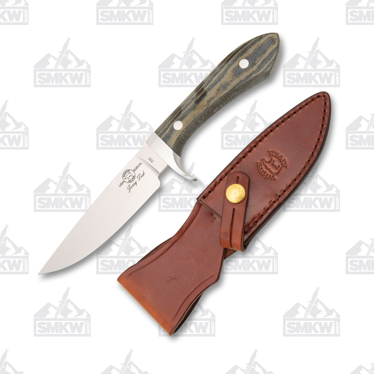 White River Sendero Classic Black and OD Linen 4.4in Drop Point Fixed Blade WRJFSCLBO View 1