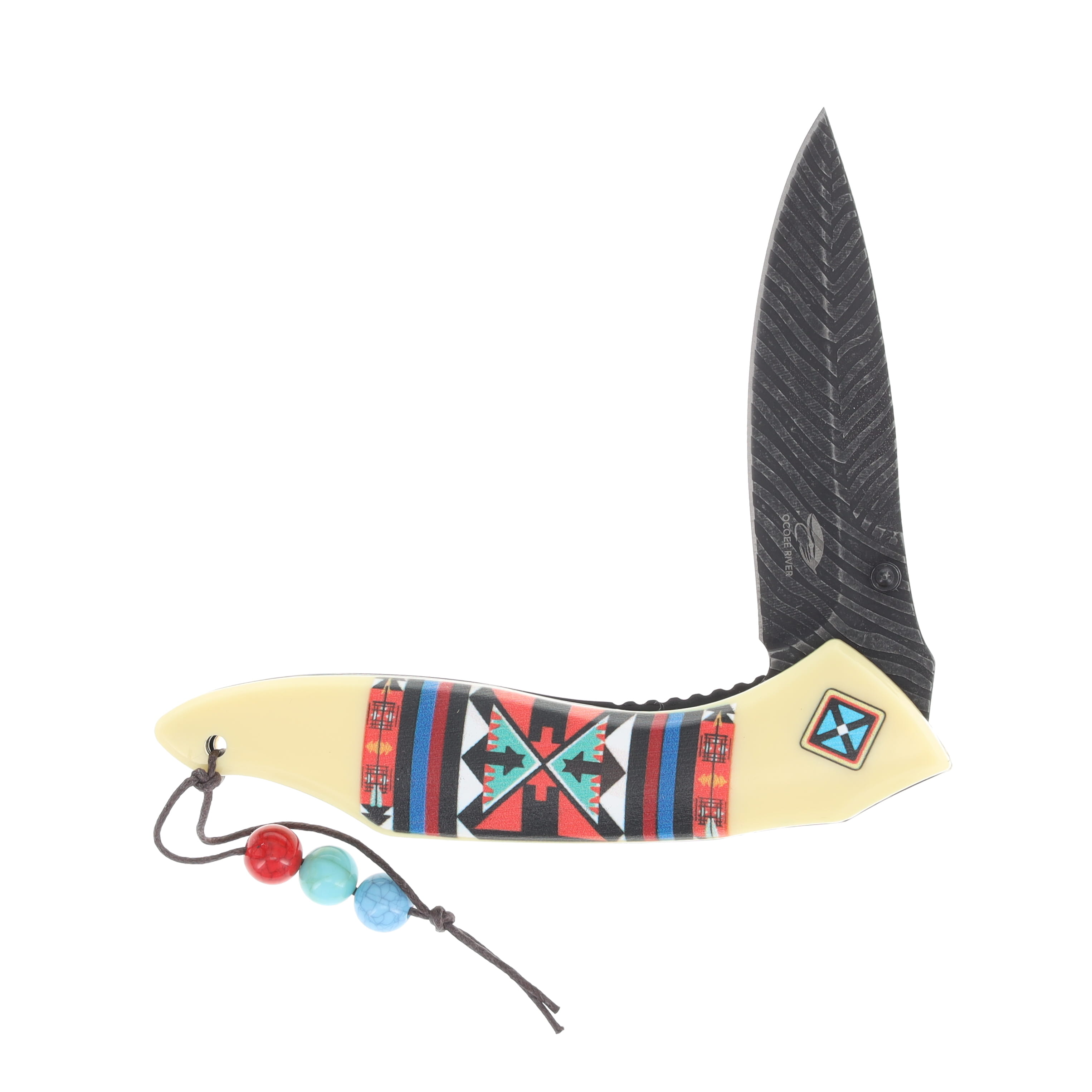 Frost Cutlery Ocoee River Spring-Assisted Folding Knife Cream/Tribal View 3