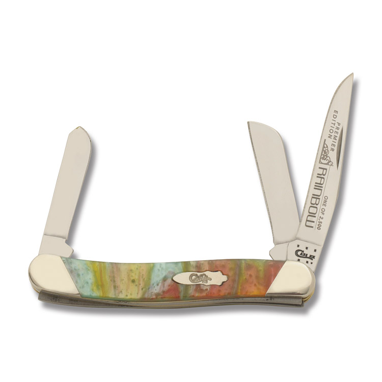Case XX Slant Bolster Rainbow Corelon Medium Stockman Folding Knife CAS9318RB View 1