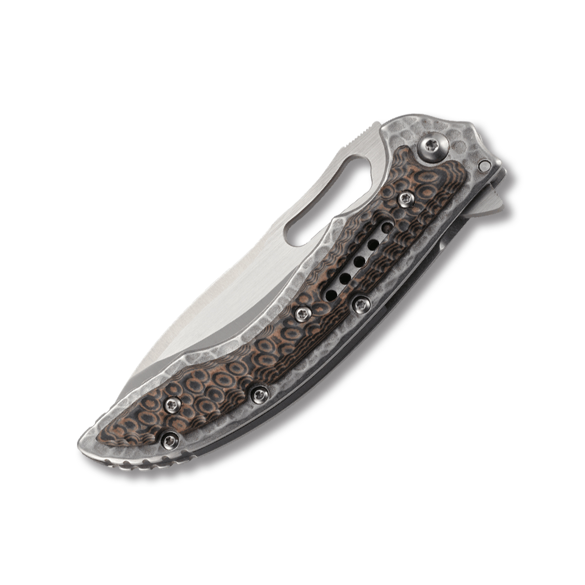 CRKT Fossil Compact Folding Knife Brown G10 3.41in Plain Satin Drop Point CR5460 View 3