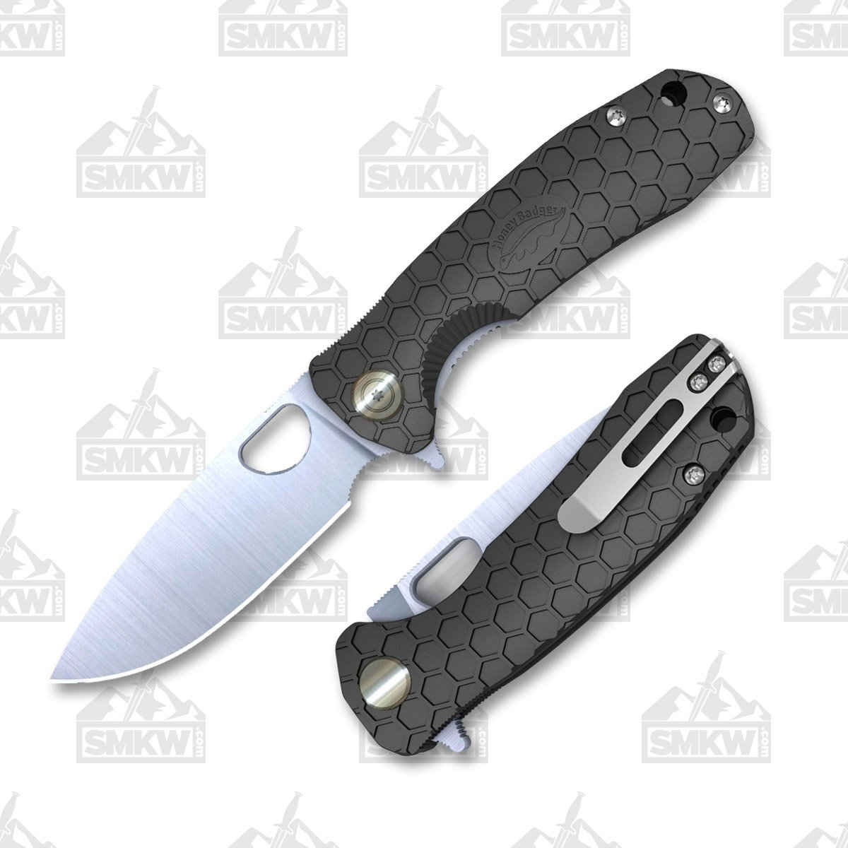 Honey Badger Small Folding Knife 2.81in Plain Satin Drop Point HB1021 View 1