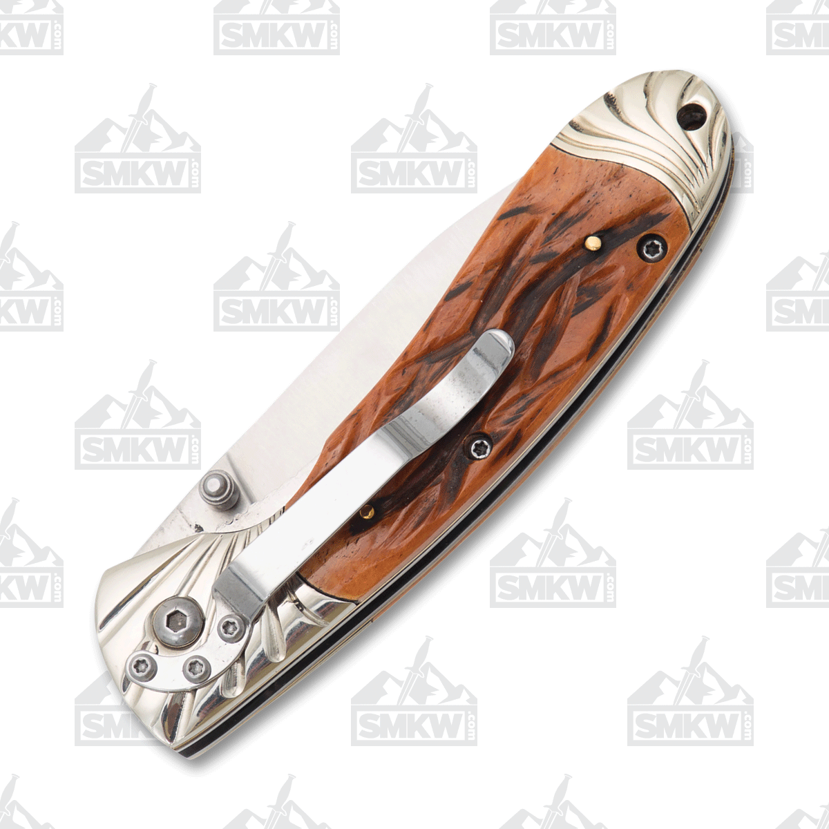 Frost Steel Warrior Chestnut Jigged Bone Assisted Linerlock FRSW005CJB View 3