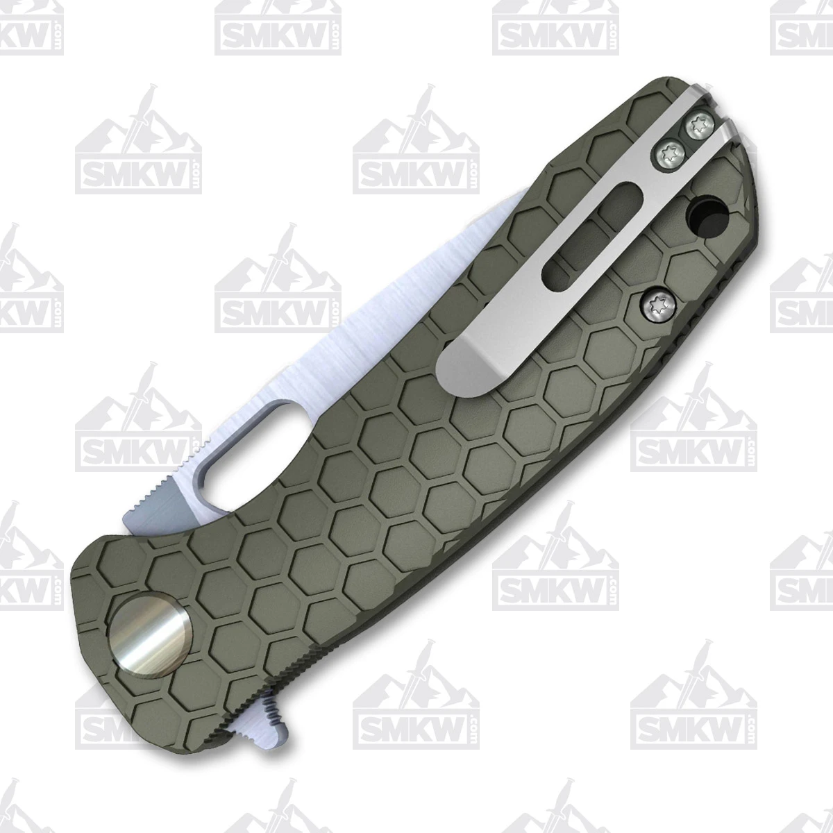 Honey Badger Small Folding Knife Green 2.81in Plain Satin Drop Point View 3