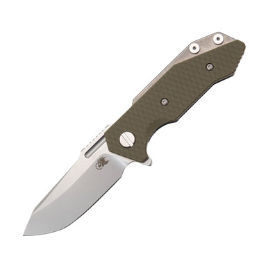 Hinderer Halftrack Stainless Reverse Tanto Blade OD Green G-10 Titanium Handles View 2